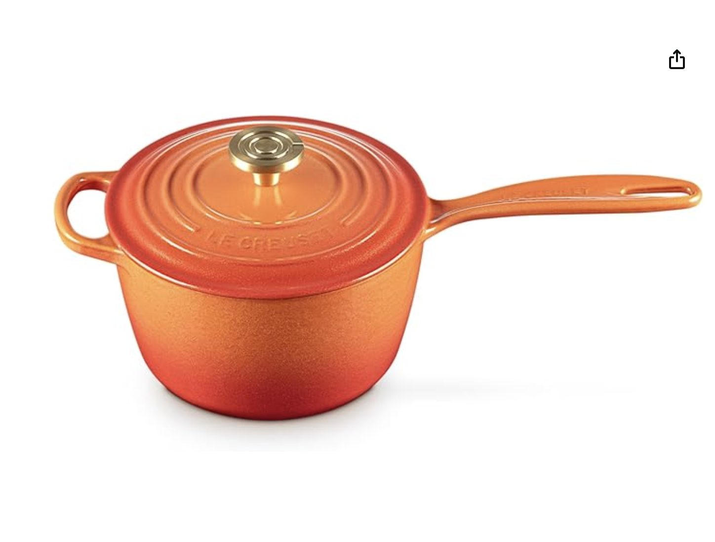 wow- what a work of art.  Le Creuset Enameled Cast Iron Signature Round Saucepan, 2.25 qt., Flamme Doree with Crucible Knob