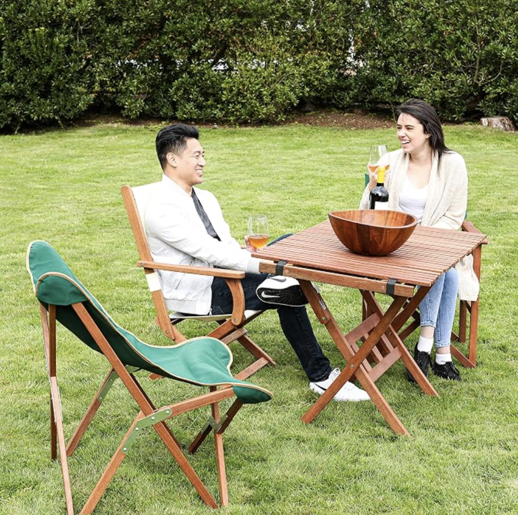 BYER OF MAINE, Use Indoors or Outdoors, Pangean Roll Top Folding Wood Table
Hardwood Portable Table for Bistro, Deck, or Camping