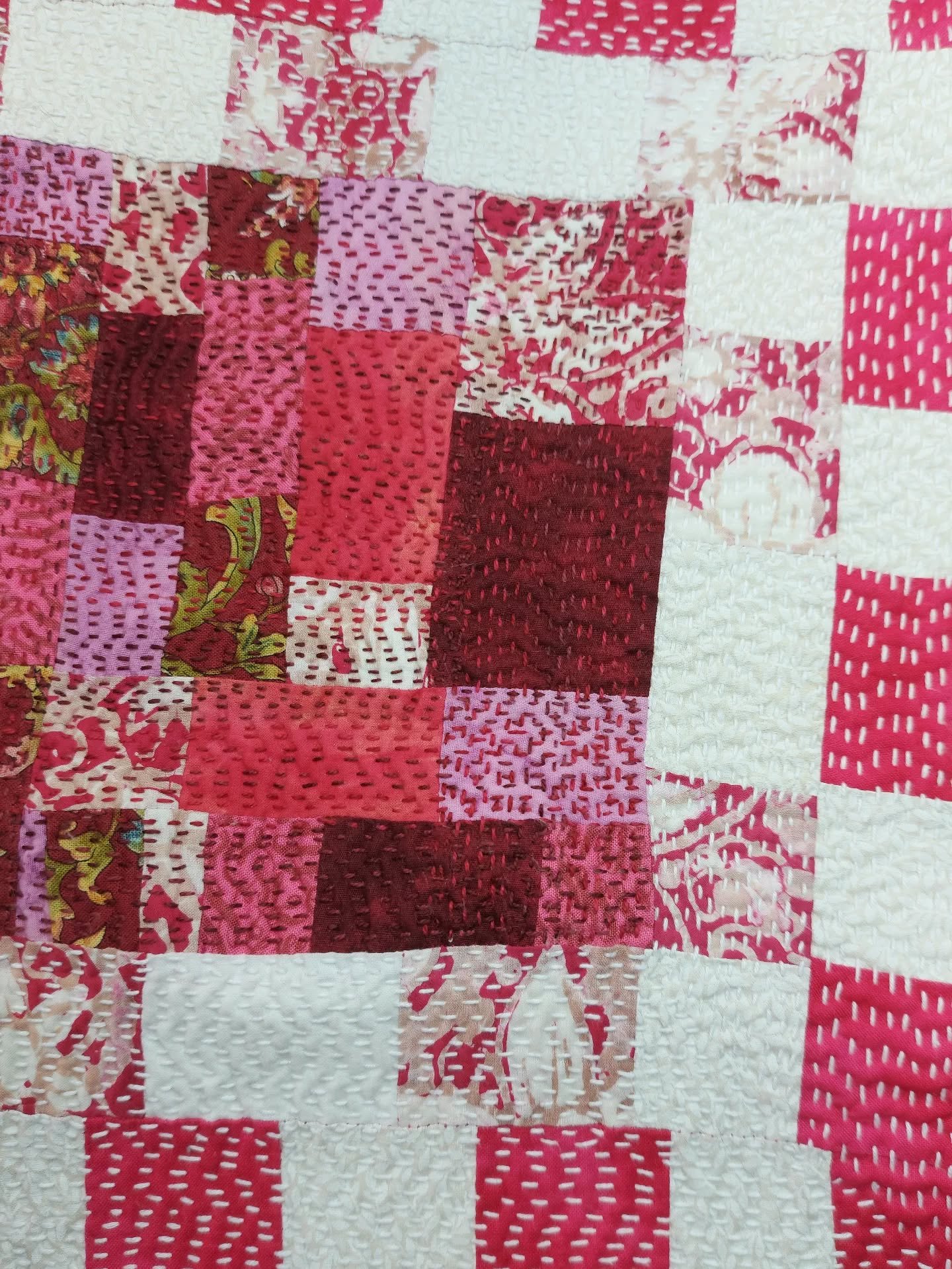 Not sure what I am going to do with this piece yet. It may be part of something bigger or end up as a cushion cover. 🤔 
.
.
.
#slowstitch #patchwork #enjoyingtheprocess