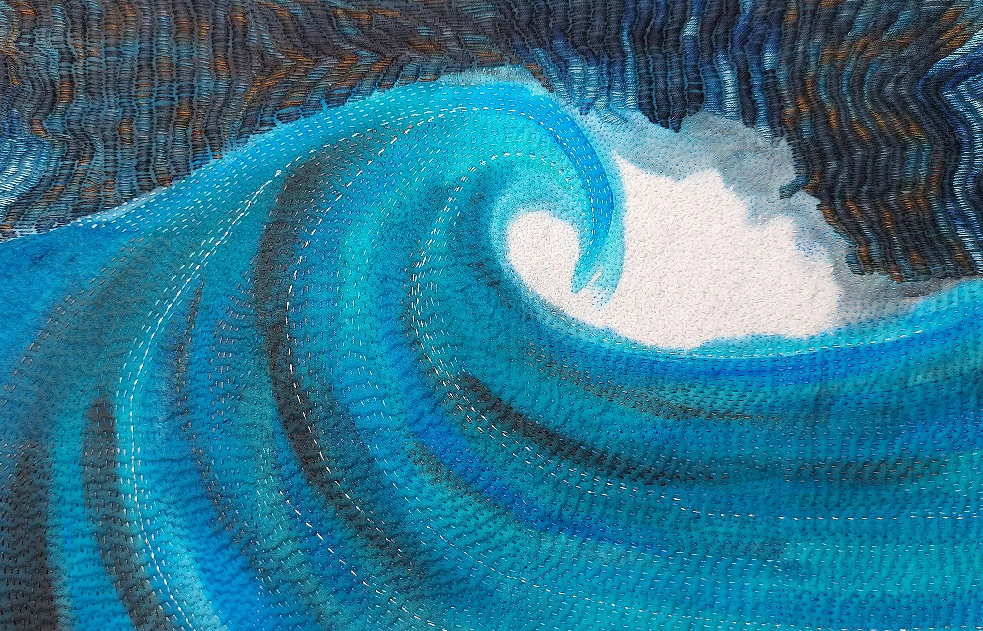 A wave quilt inspired by the work of Hokusai