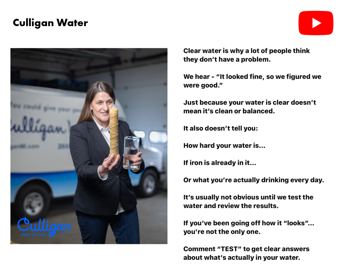 Graphic showing a photo and copy for a social media post for Culligan Water of Battle Creek and Kalamazoo, MI