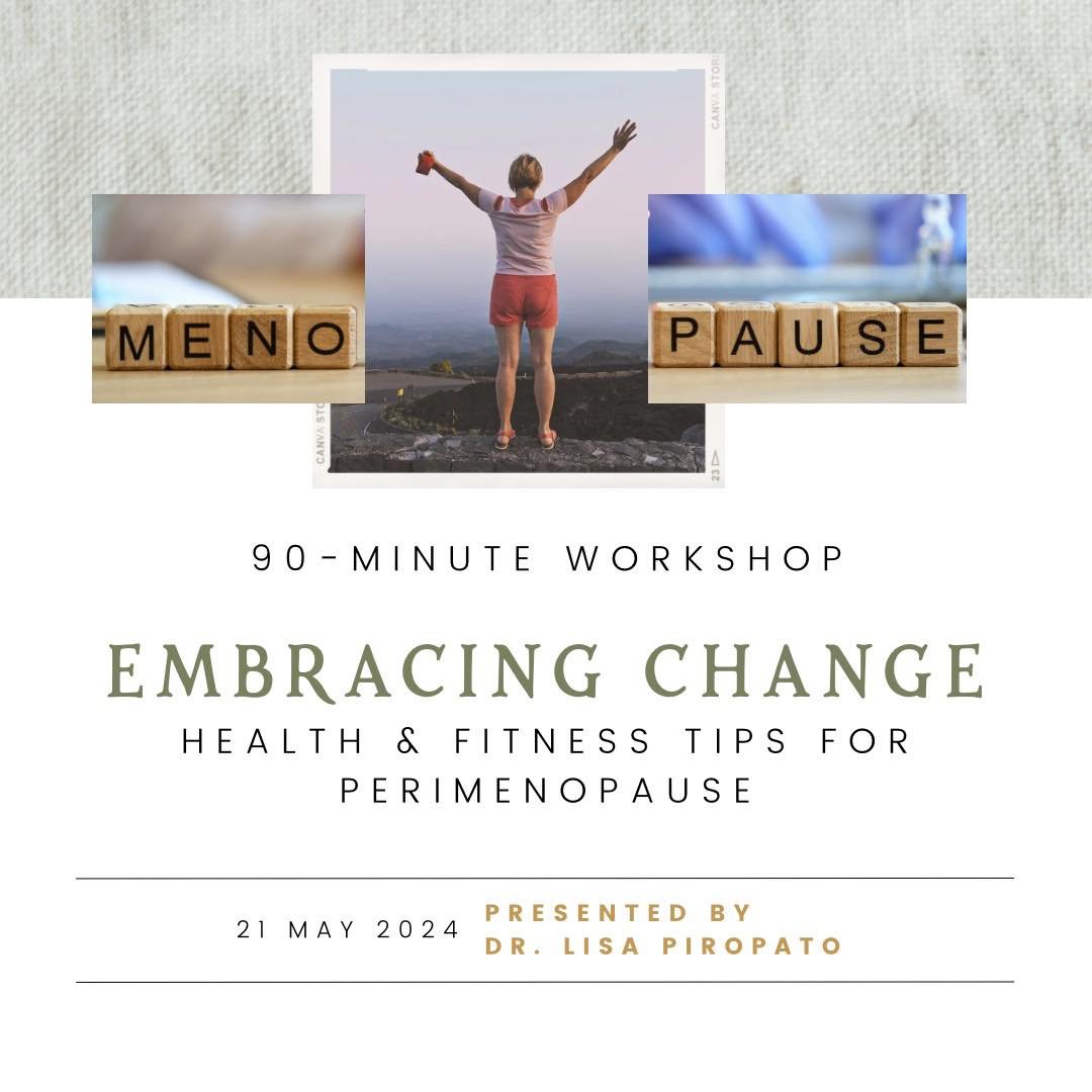 Another workshop date coming up next week! There was great feedback from the March date so we are doing a repeat. 

This 90-minute class  will focus on health in perimenopause - includes those in transition or postmenopausal. Come learn more about ho