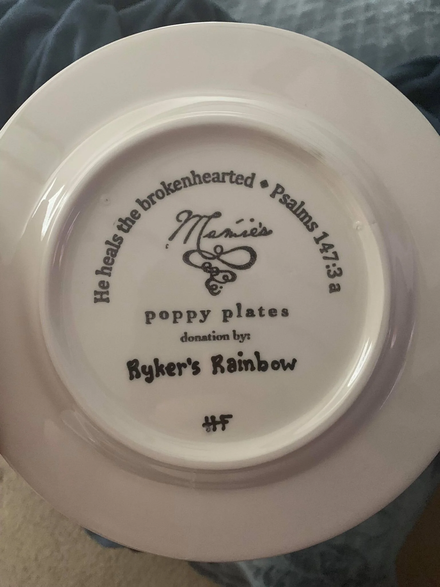 All memory plates are gifted to the families by Ryker's Rainbow