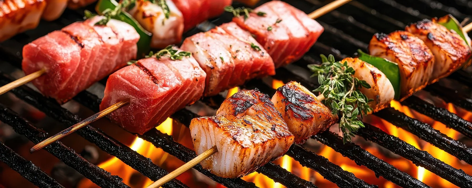 Tuna Kebobs on a grill