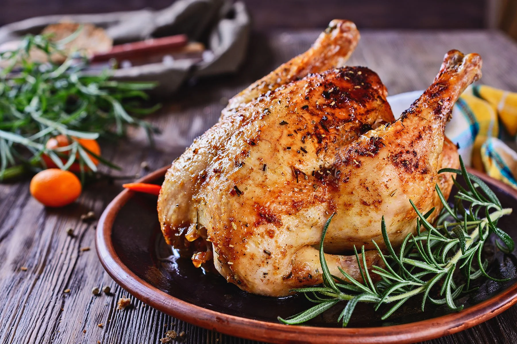 Whole roasted chicken with rosemary