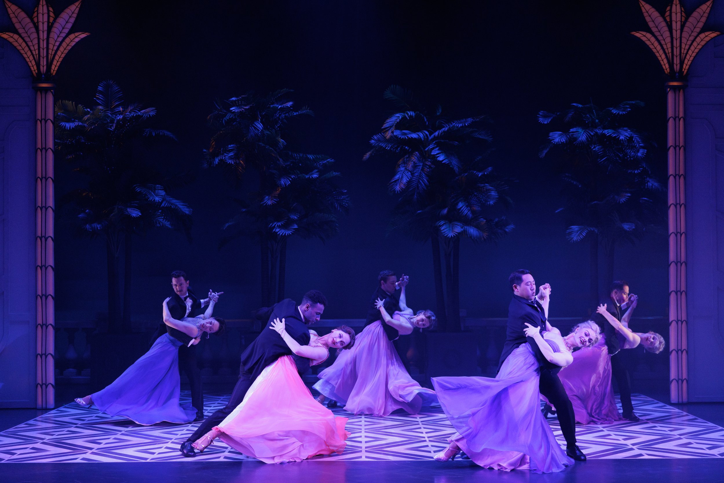 Members of the company in Dirty Rotten Scoundrels. Stratford Festival 2025. Photo: David Hou.