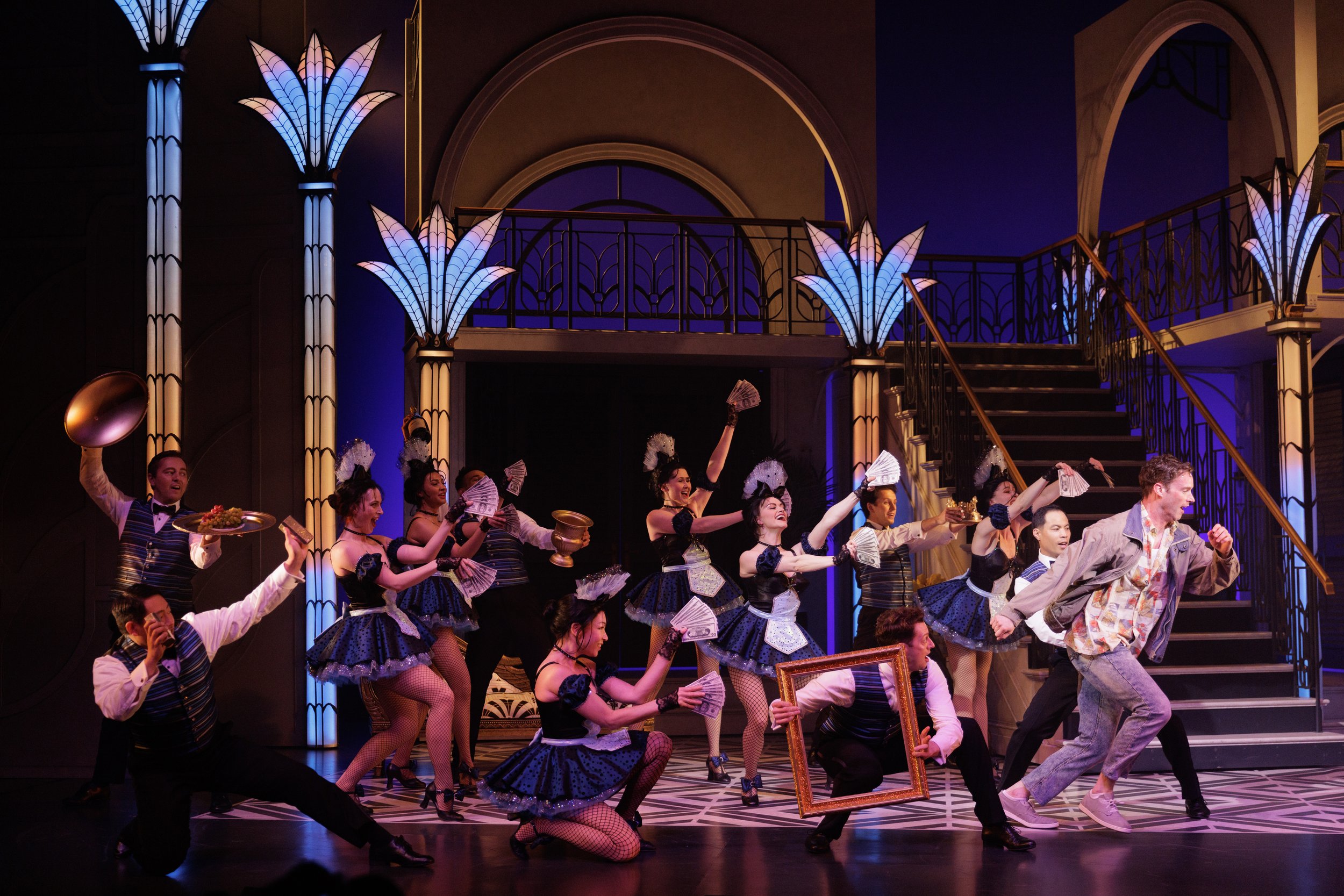Members of the company in Dirty Rotten Scoundrels. Stratford Festival 2025. Photo: David Hou.