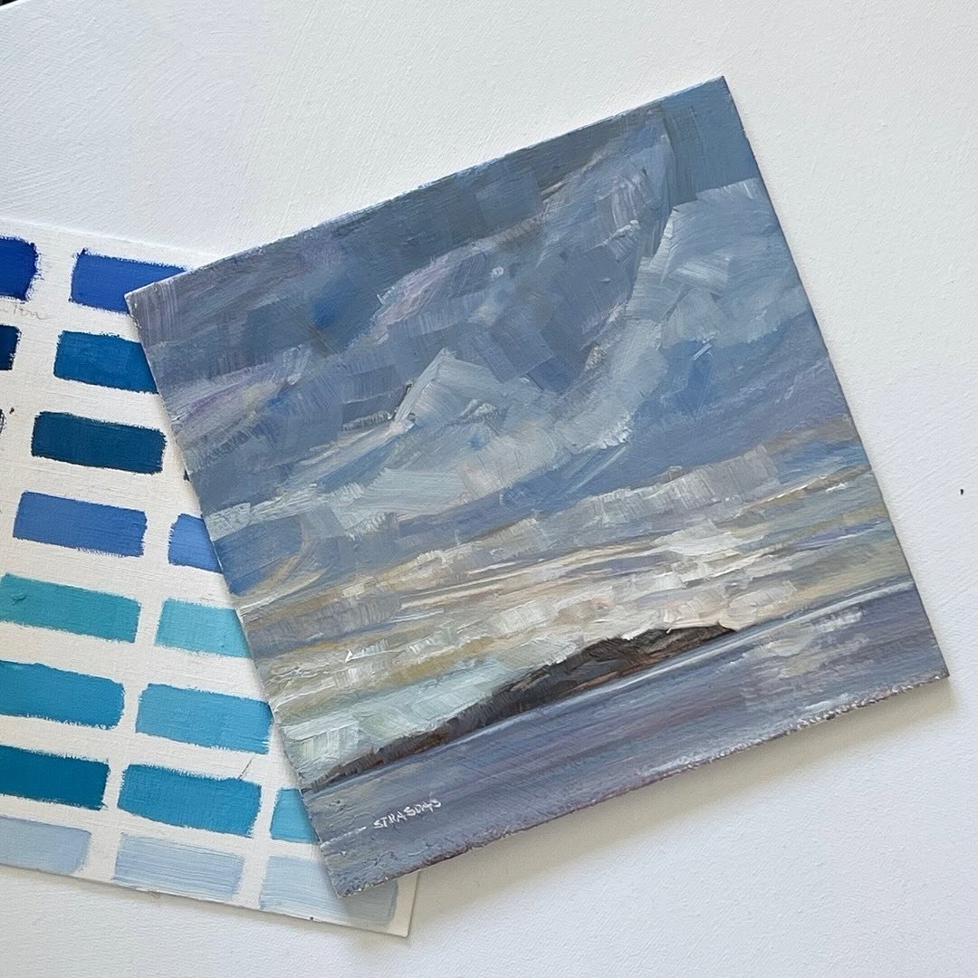 Do you have a favourite blue?? For me it depends on what it is. Sometimes, I do like very saturated colours but other times, I love the sophistication of more subdued, muted pigments. 

In this case, the many different hues of greys and light blues n