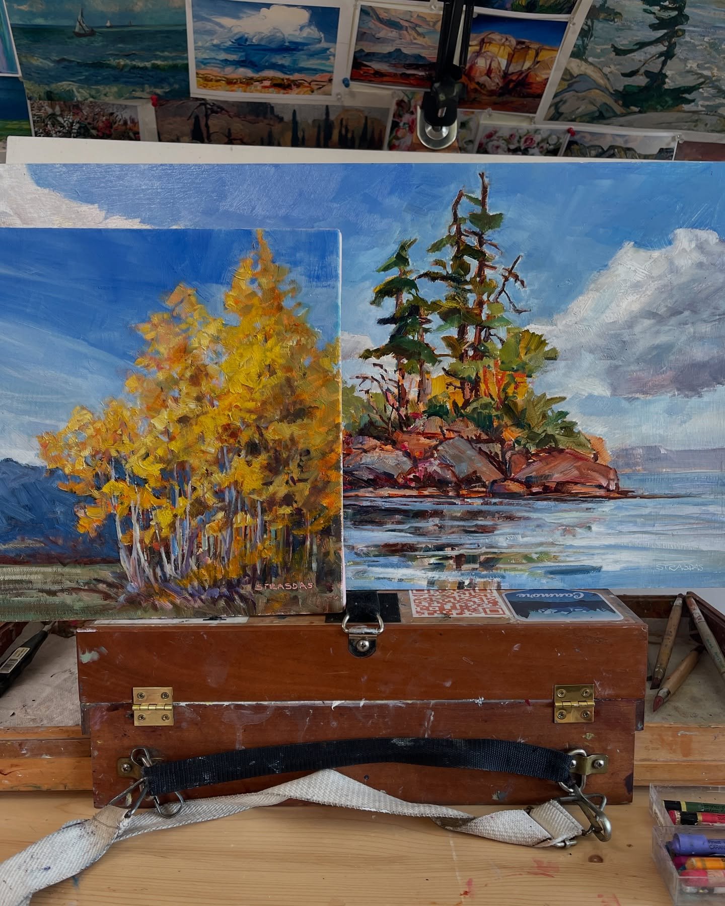 I was moving paintings around in the studio and loved how these two looked next to each other. They are both almost done, just a few touches here and there and  they&rsquo;ll be ready for show and tell. ;) 

Come and see them on the weekend for the H