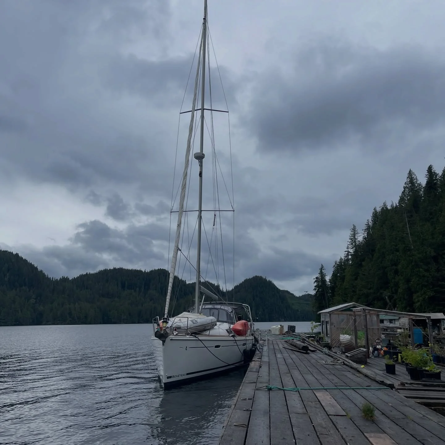 Day 10 of our Adventures in the BC Central Coast: 
The end of day 9 was soggy and so very cold!! It was windy, a huge storm was forecasted and we decided to tie up to some docks instead of trying to find good anchorage in the rain and cold. 

We went