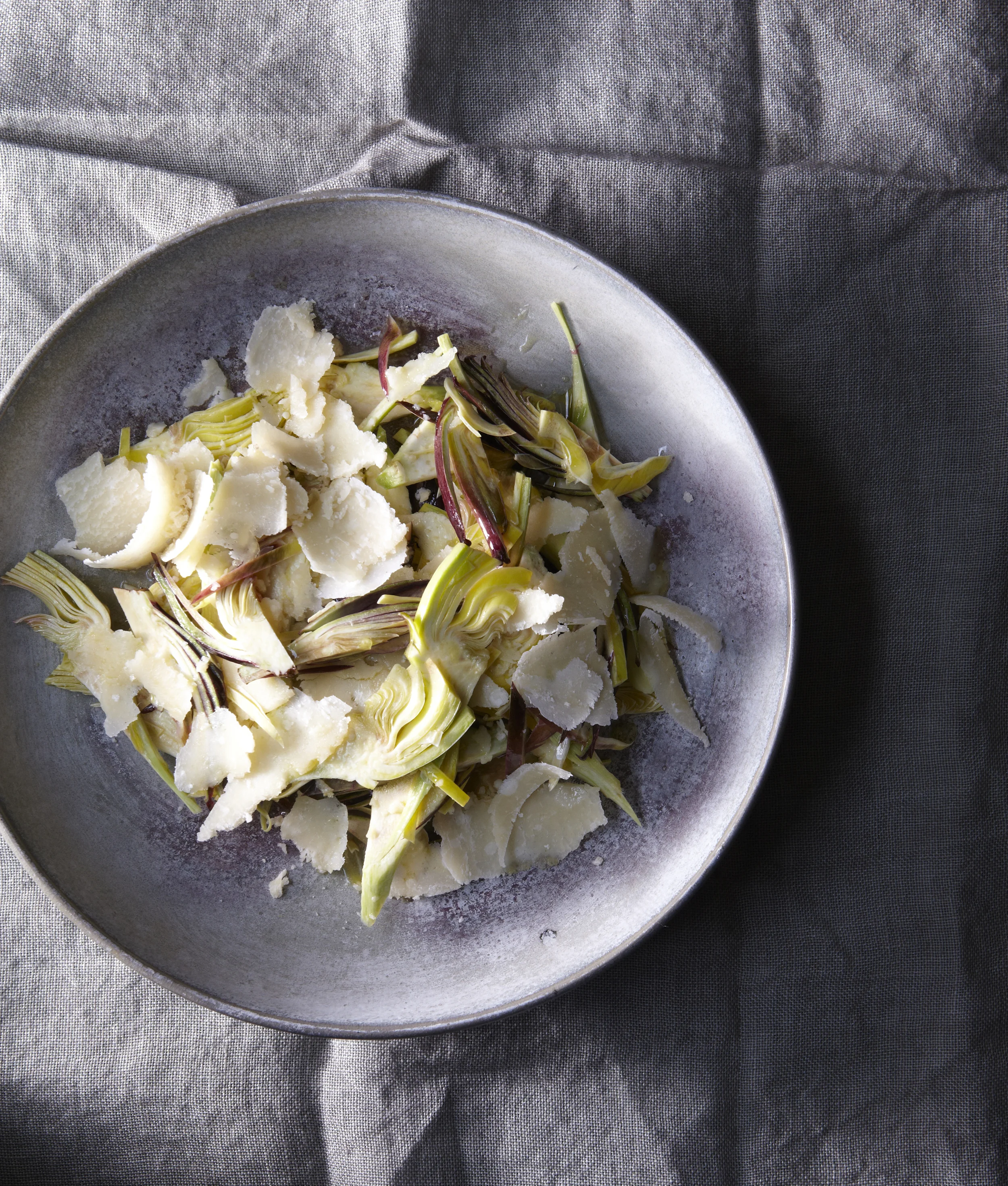 shaved parmesan and vegetable medley