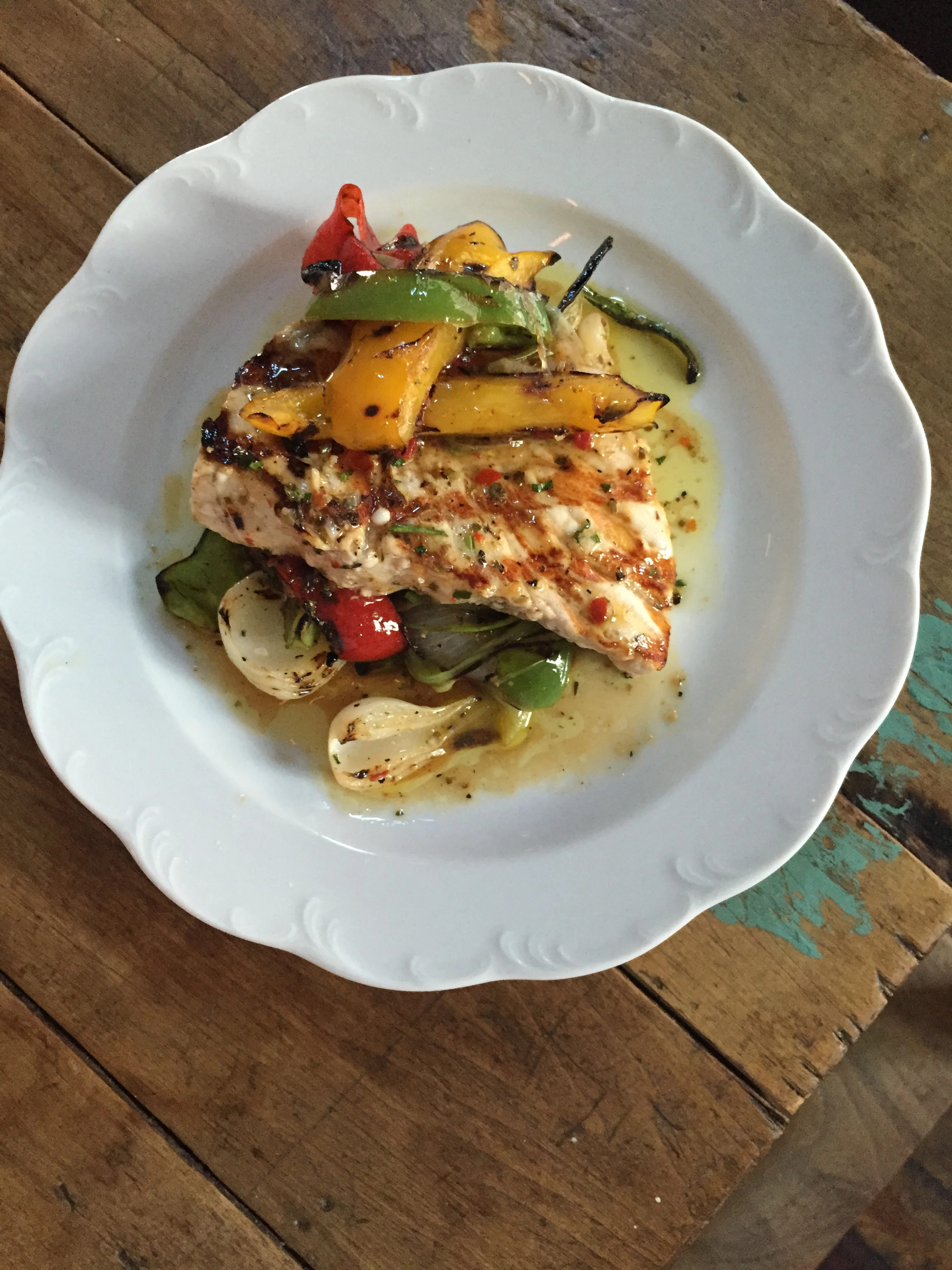 grilled chicken with sautéed vegetable medley 