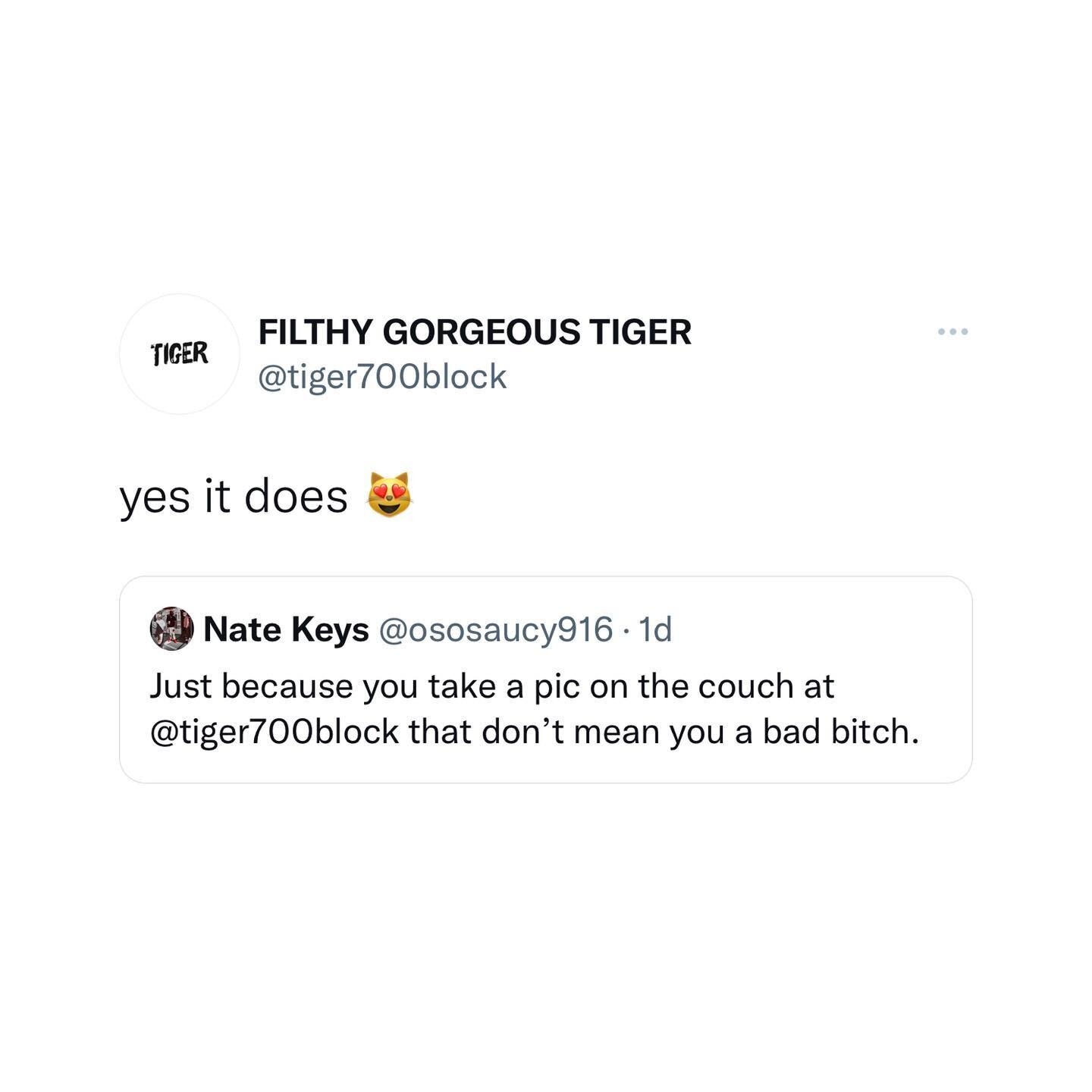 tiger activates the baddie in all of us. 💁&zwj;♀️🤍🐯