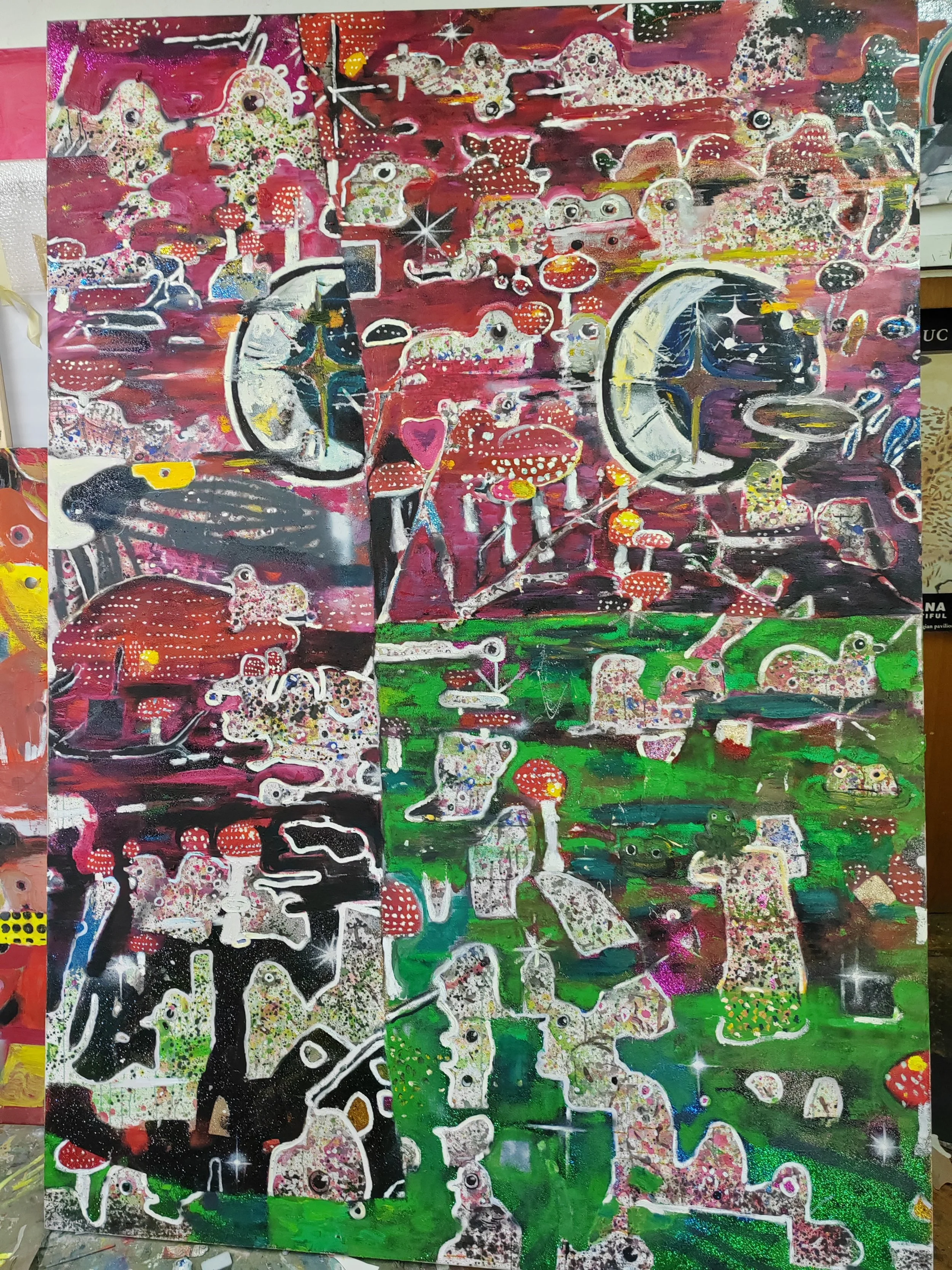 2022-24, olje, bleščice na platno, 270 x 190 cm