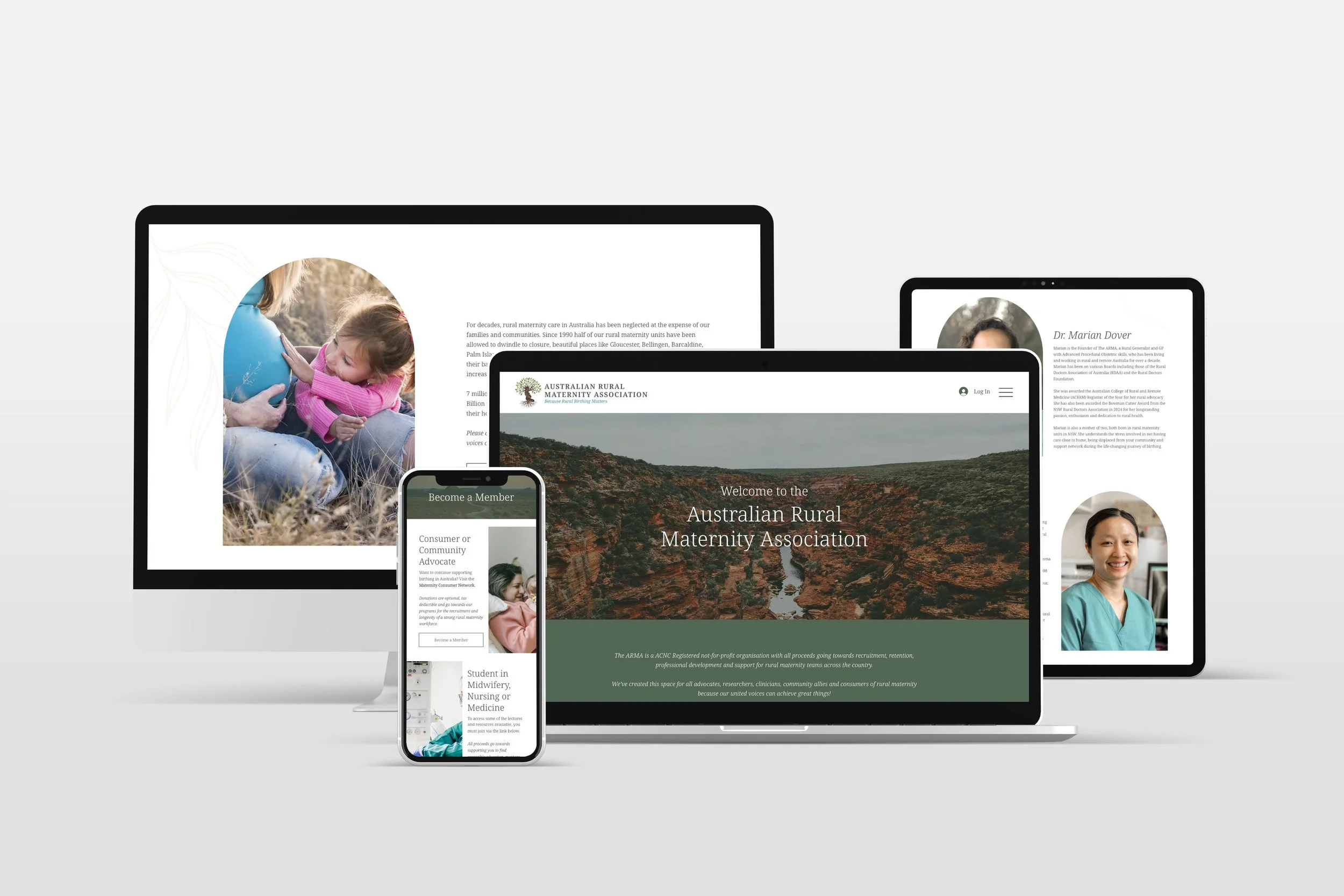 Australian Rural Maternity Association Website Mockup