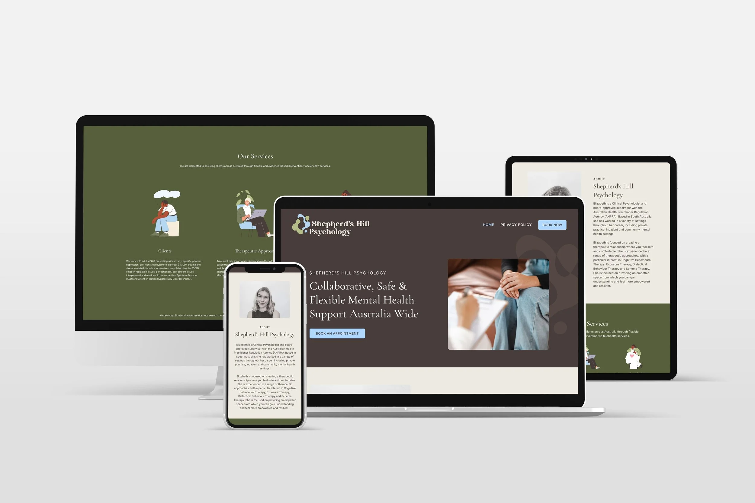 Shepherd's Hill Psychology Website Landing Page Mockup