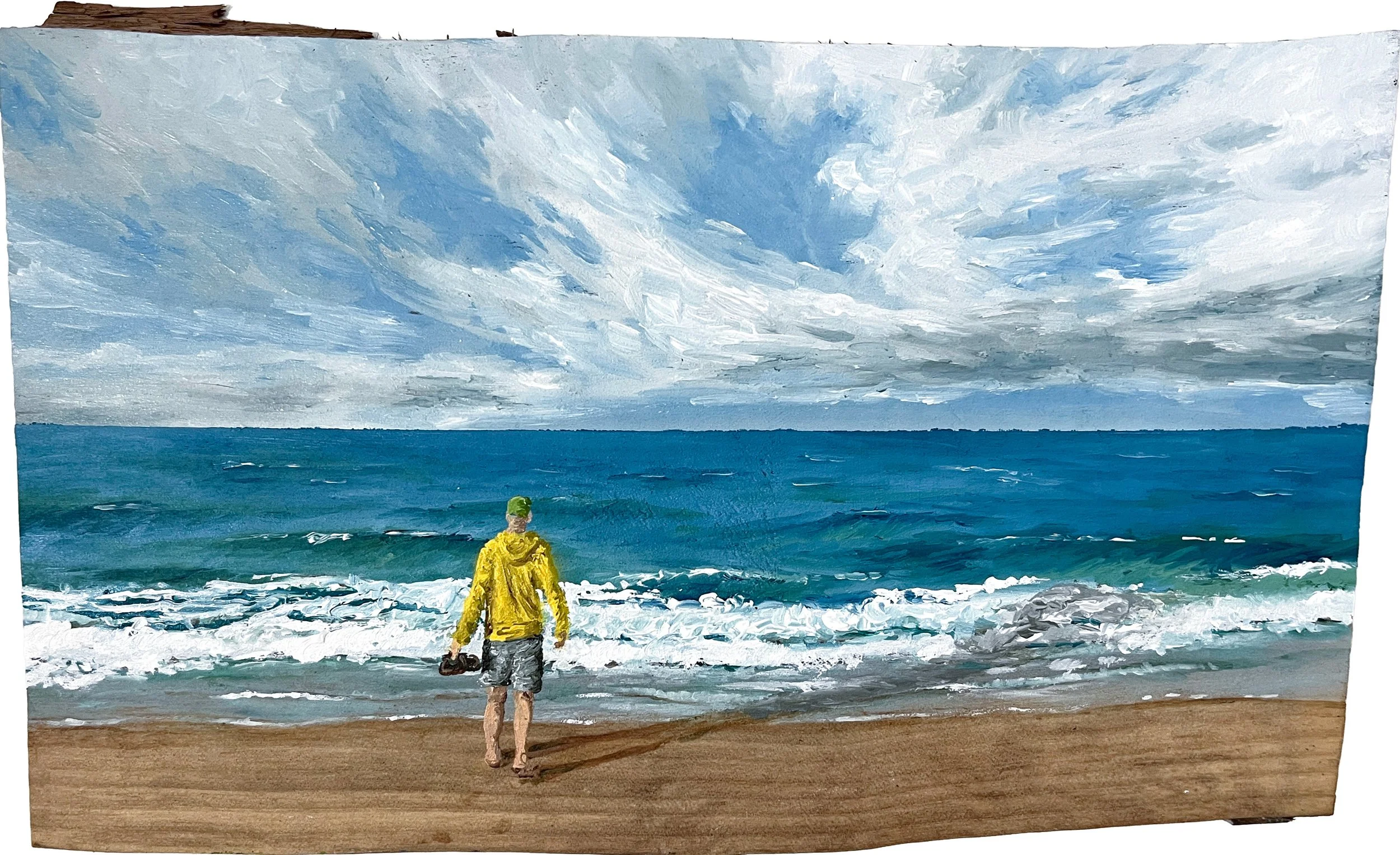 Title: "All at Once Everything Happened"
Artist: Jamie Gibbons
Medium: Oil paint on reclaimed wood slab