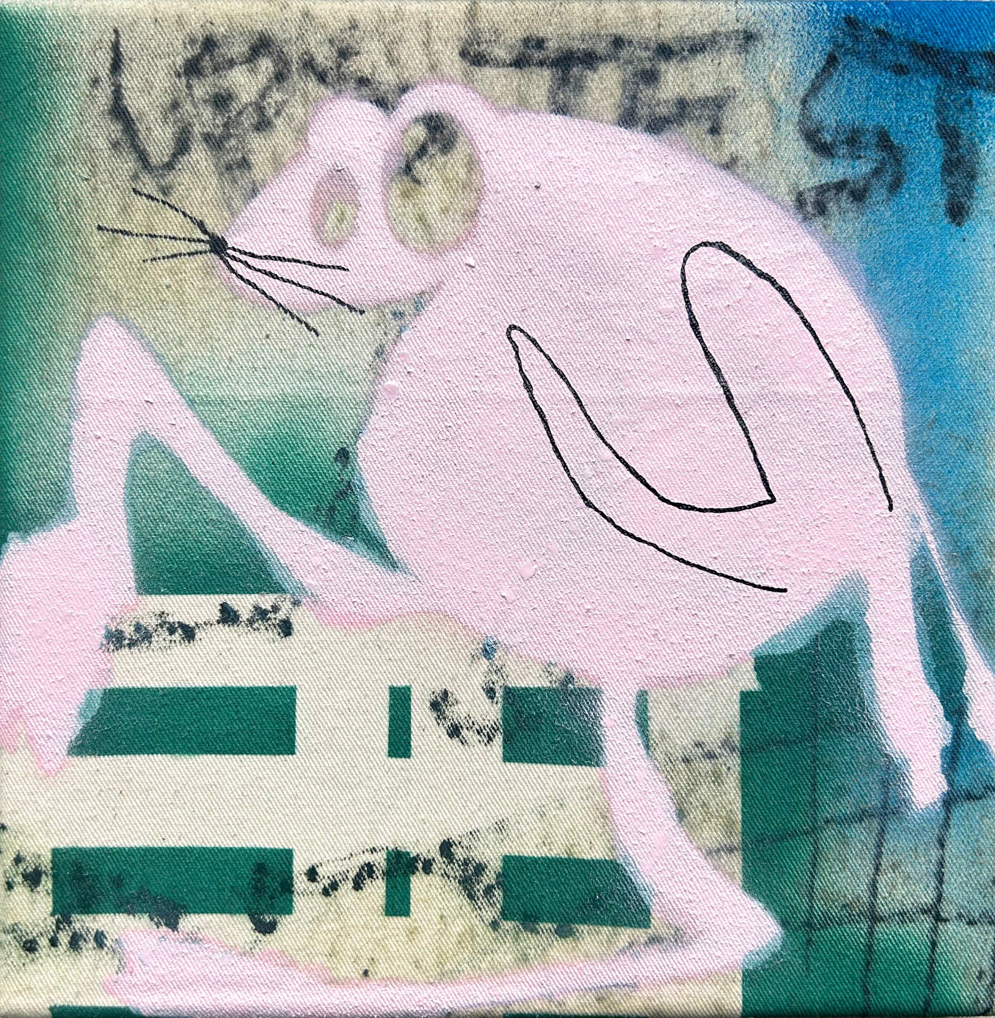 Charlotte Meisel - Huhnermanhatten - Spray Paint & Crayon on Canvas - 20cm x 20cm