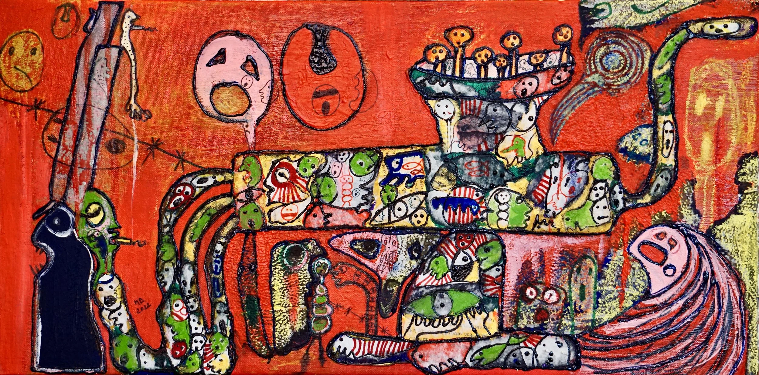 Mary Blindflowers - The Interventionist - Mixed Media on Canvas - 61cm x 32cm 