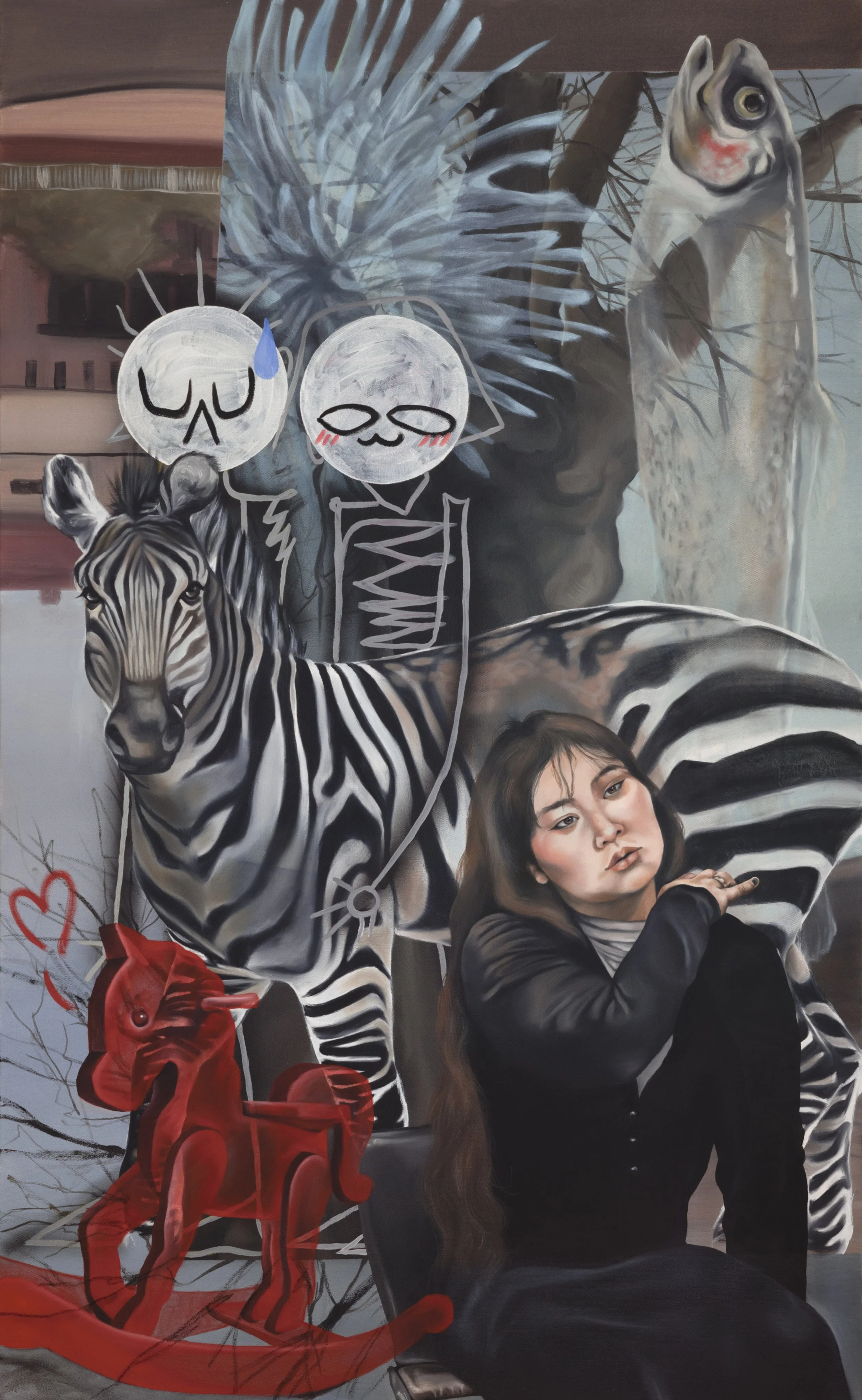 Charlotte Meisel - Isola Segreta - Oil, Acrylics, Spraypaint and Crayons on Canvas - 180cm x 120cm