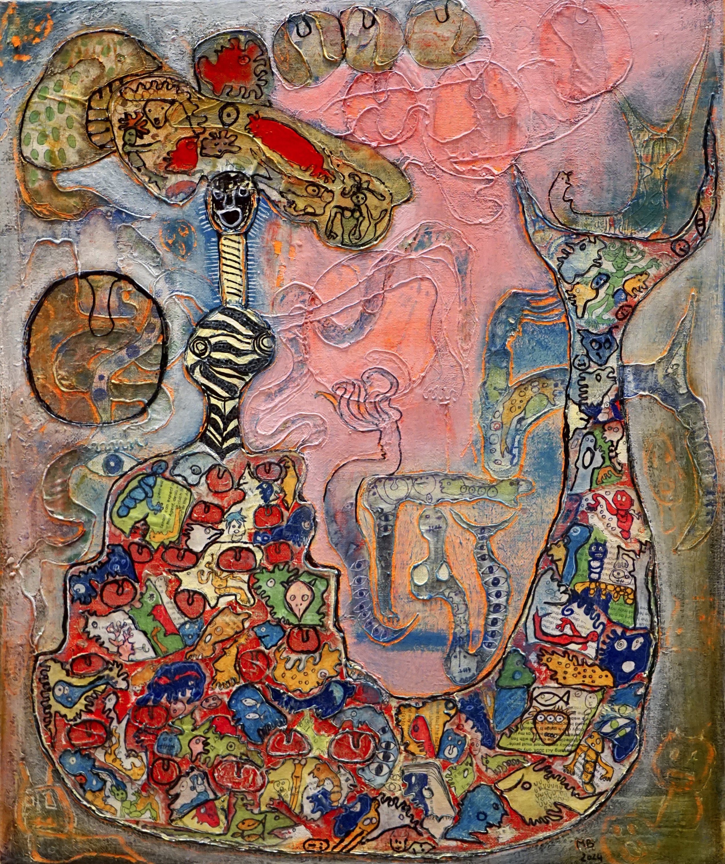 Mary Blindflowers - The Siren of Propaganda - Mixed Media on Canvas - 60cm x 50 cm