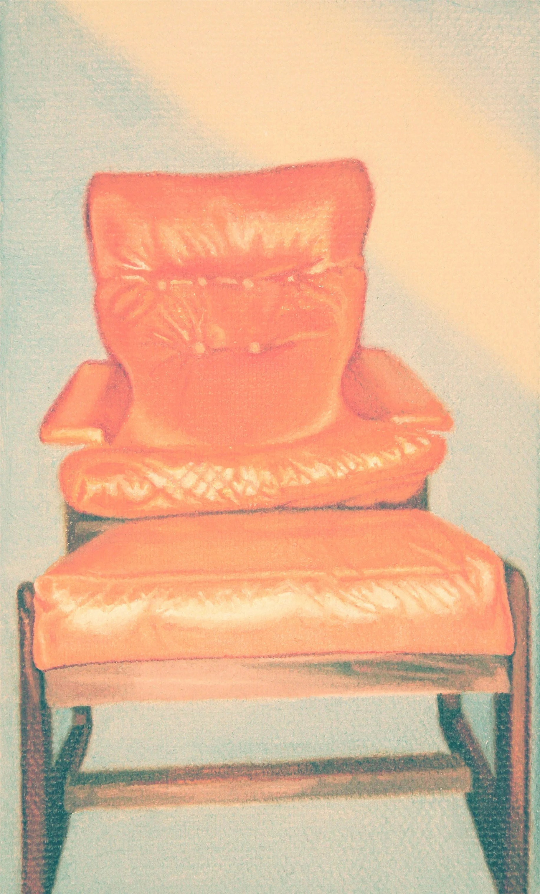 Dad's Chair, oil on canvas, 5"x 3,"2002
