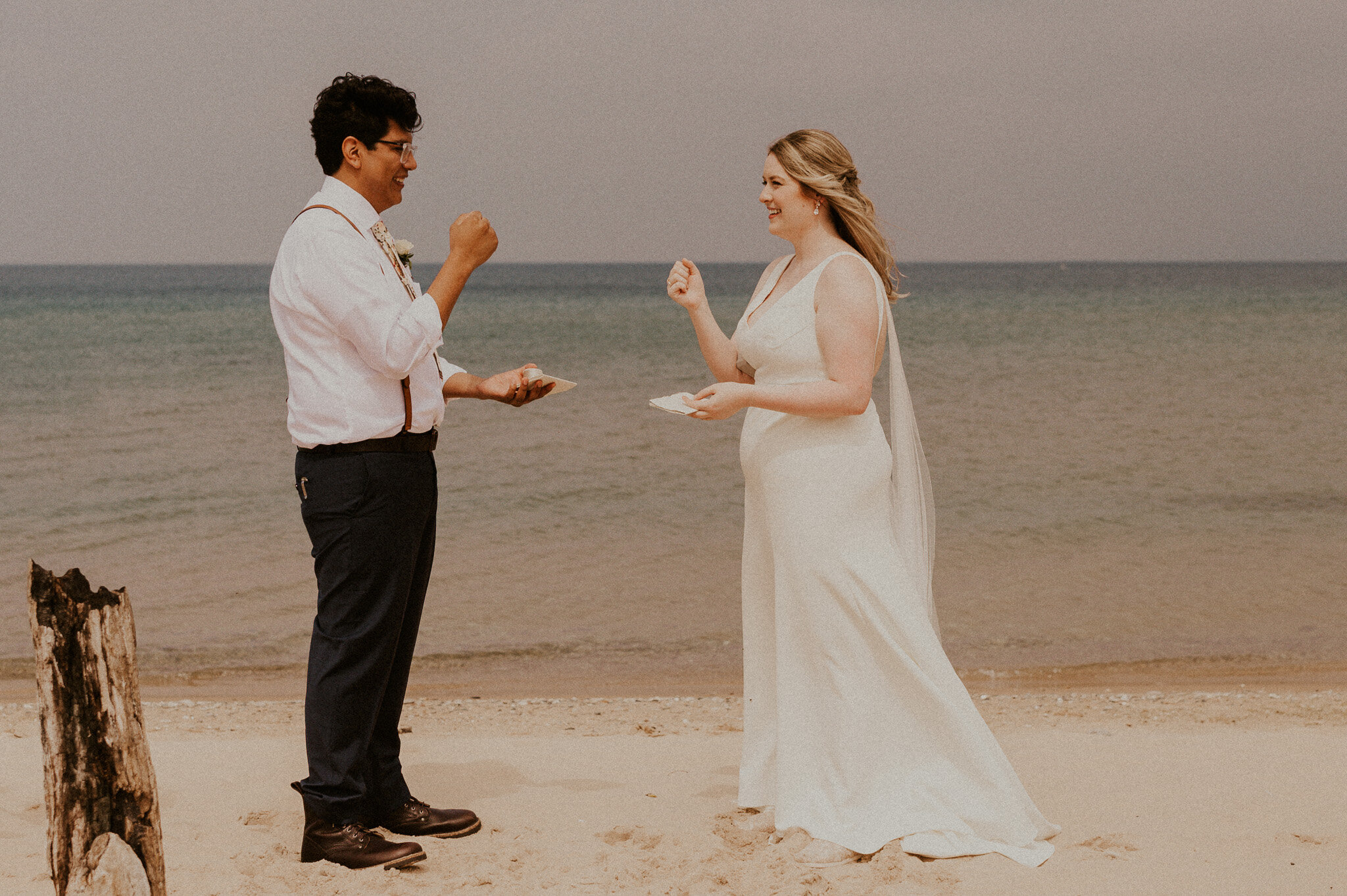 Lauren and Miguel played rock-paper-scissors to decide who would read their vows first