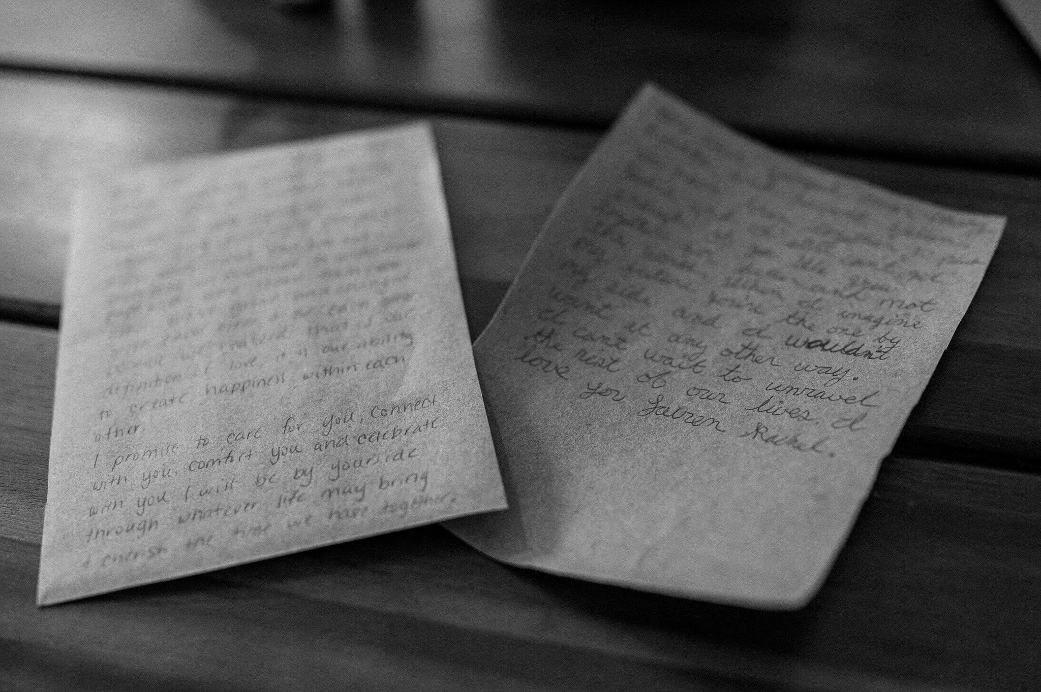 Their handwritten vows