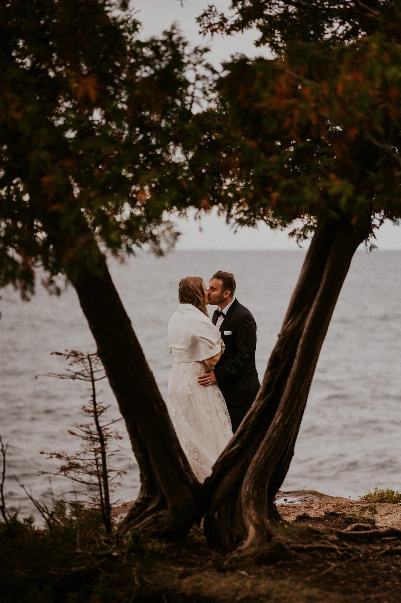 upper peninsula fall mountain elopement