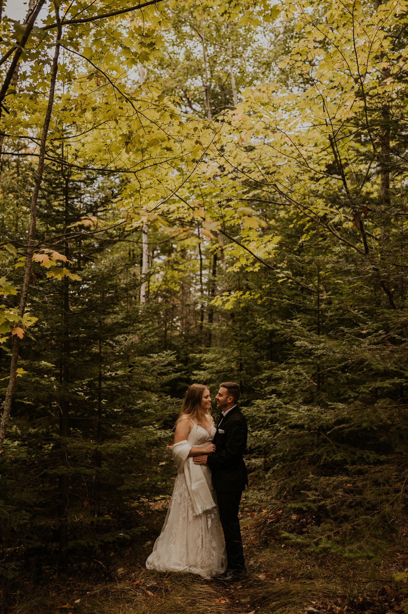 upper peninsula fall mountain elopement