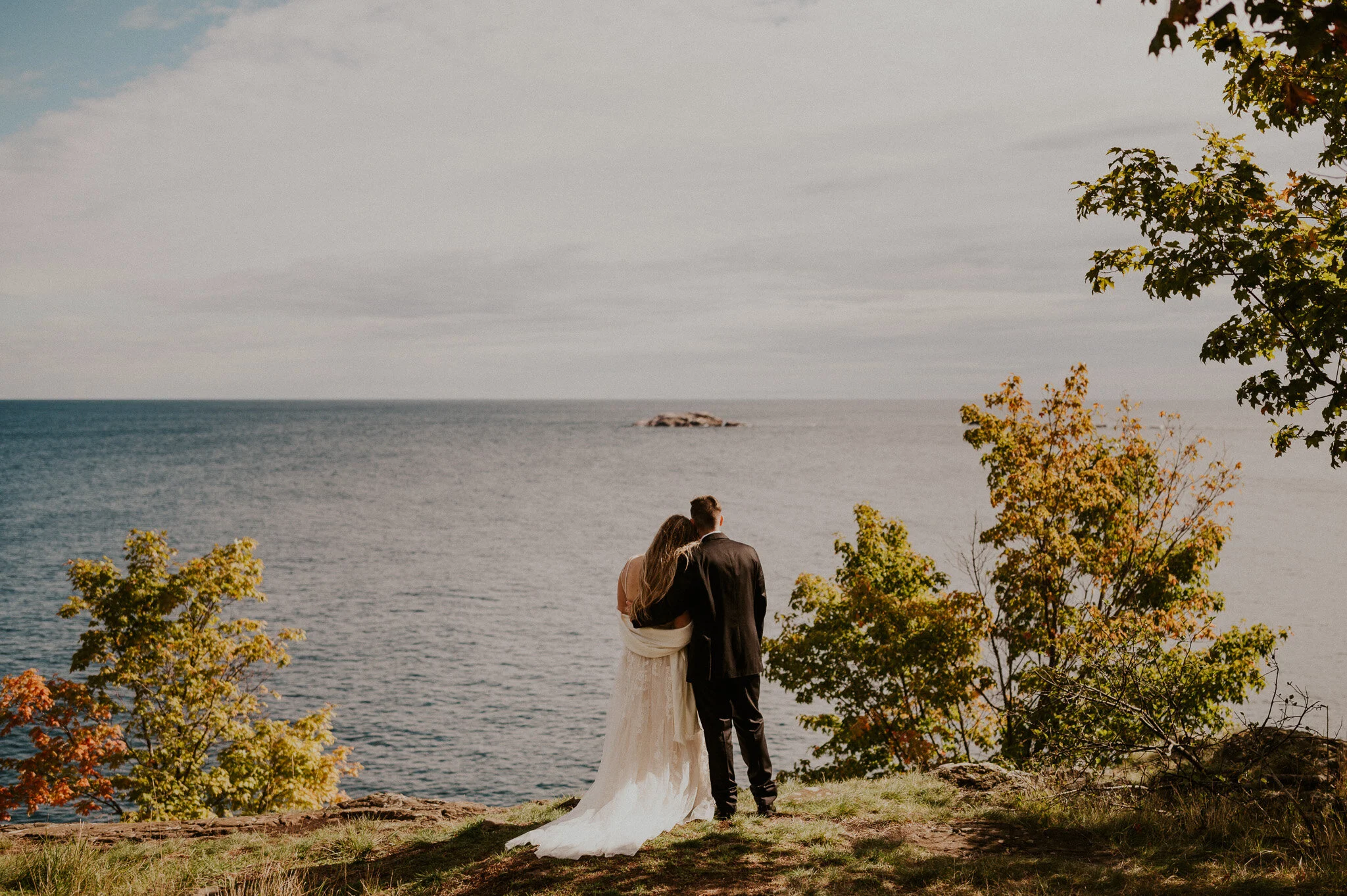 upper peninsula fall mountain elopement