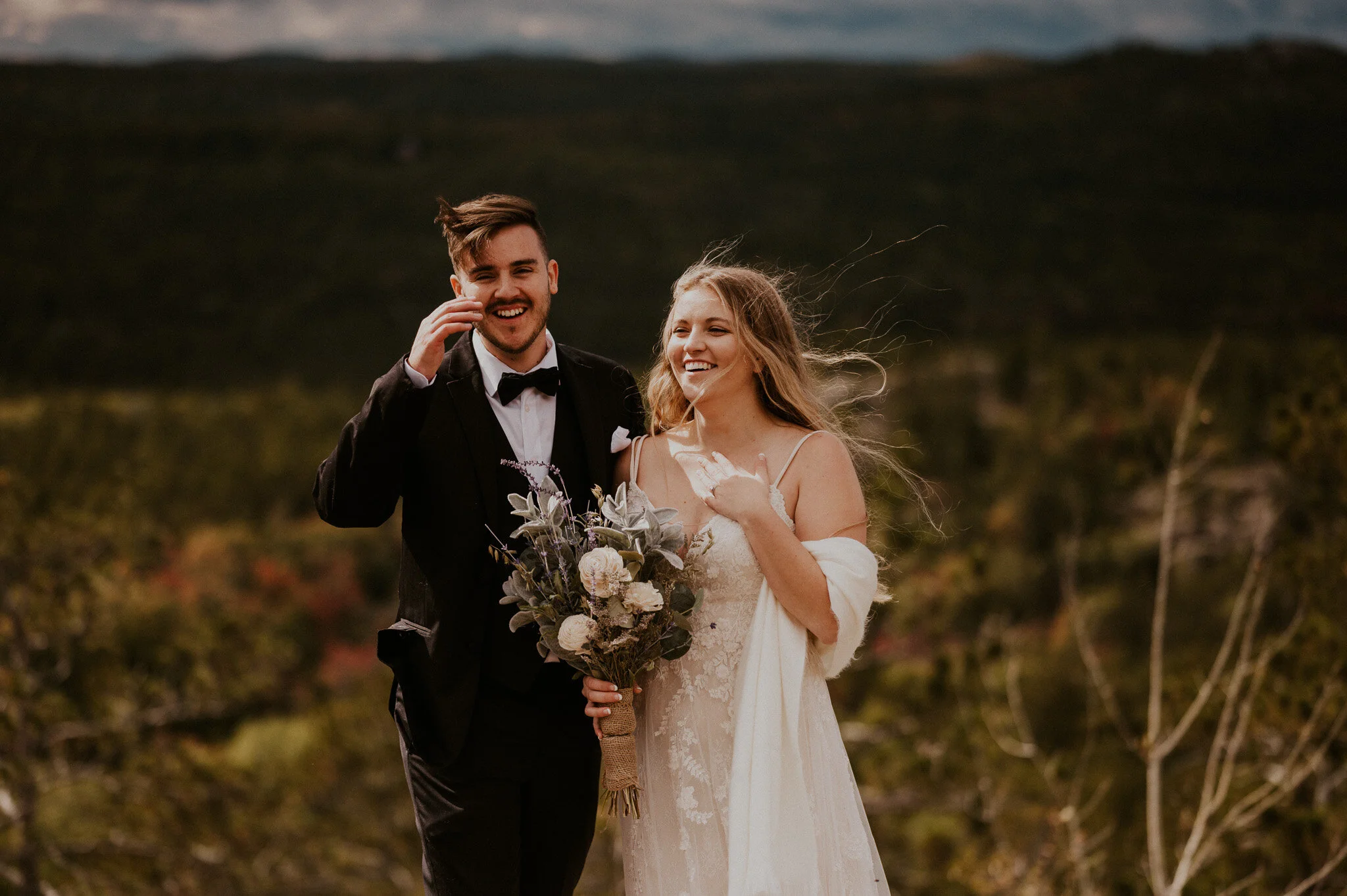 upper peninsula fall mountain elopement