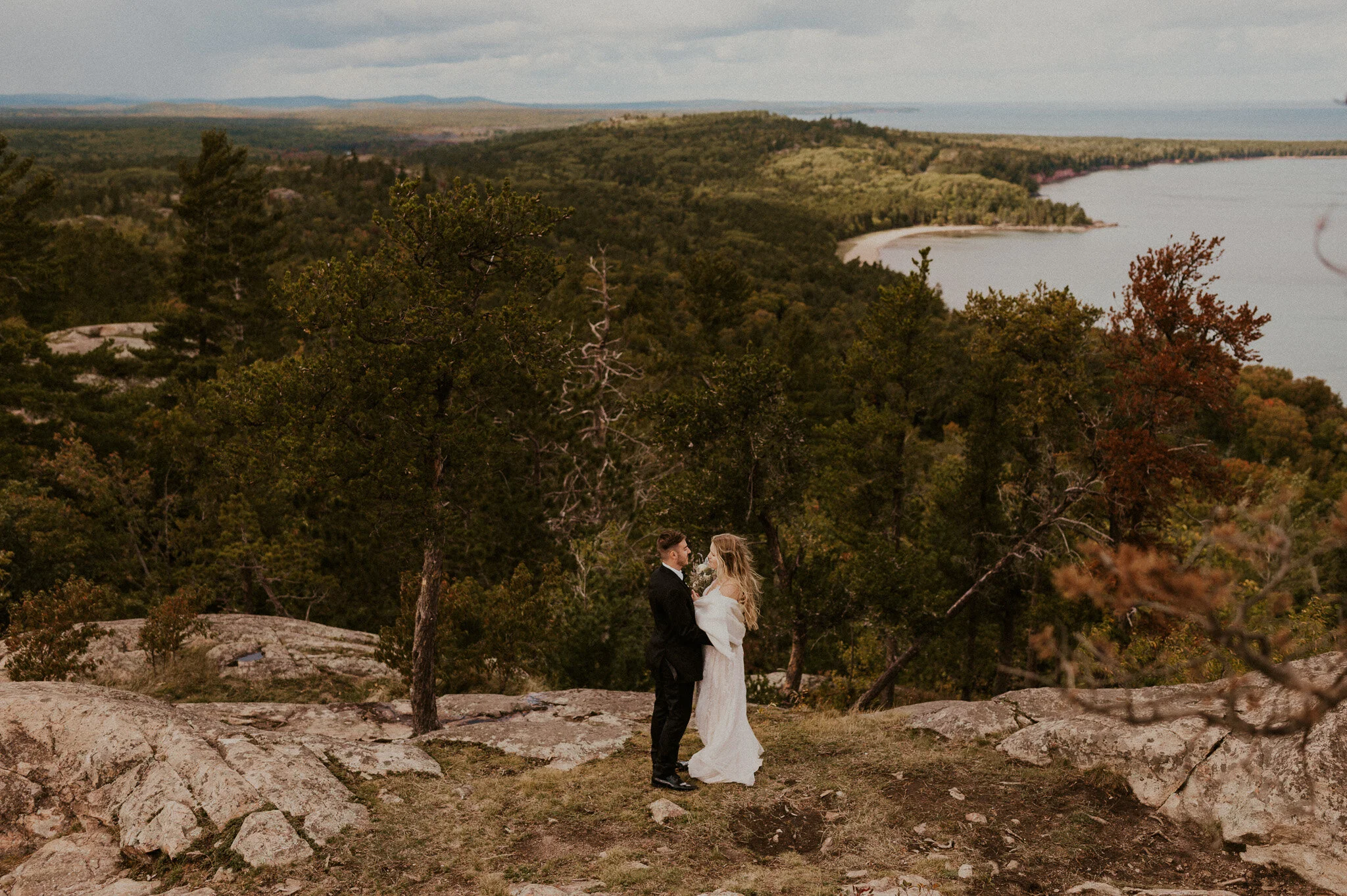 upper peninsula fall mountain elopement