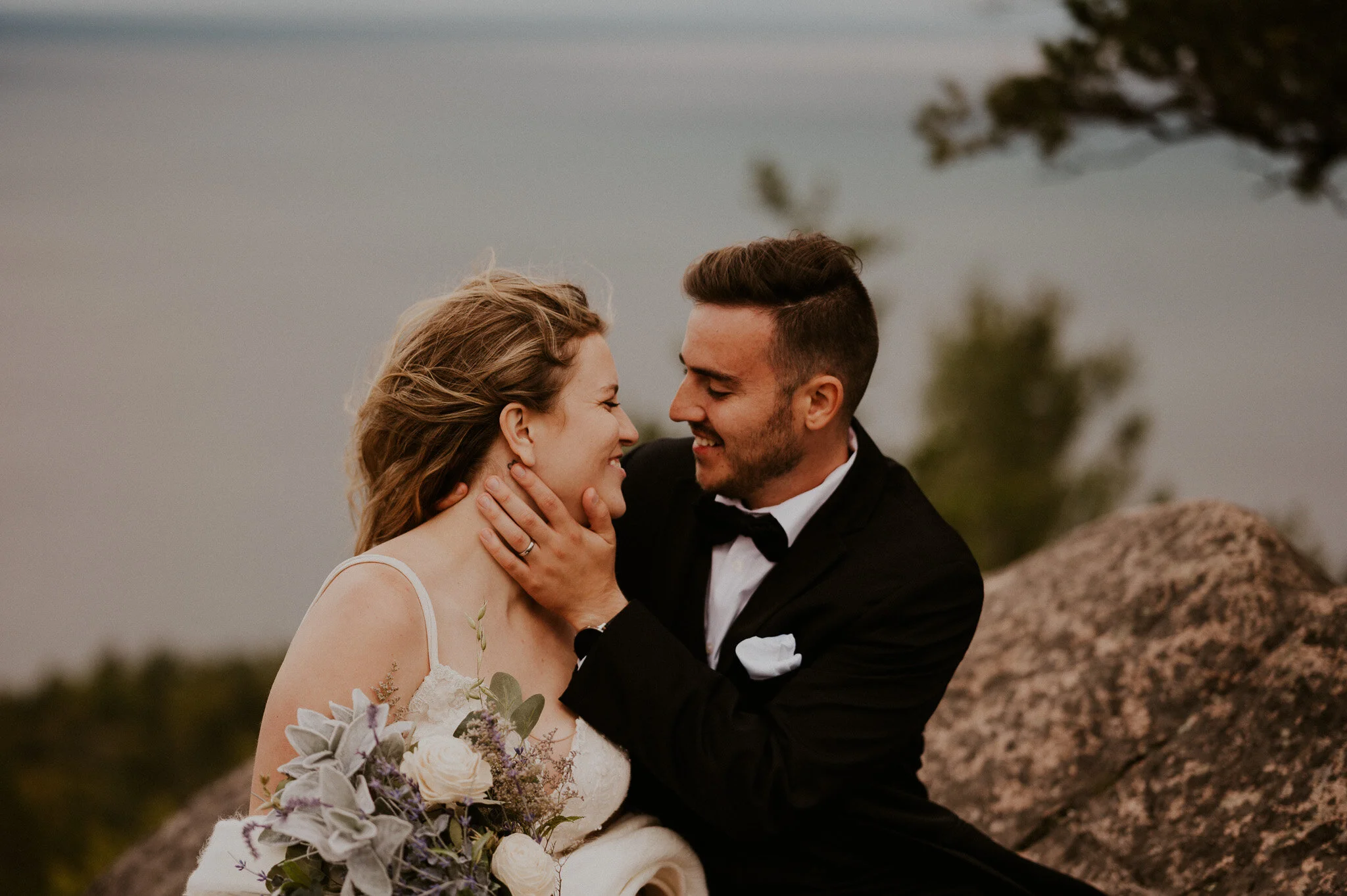 upper peninsula fall mountain elopement