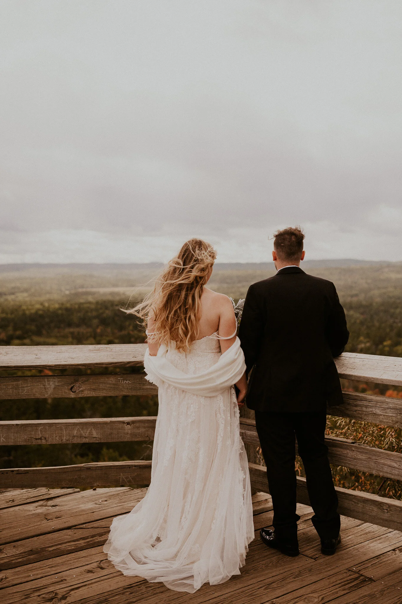 upper peninsula fall mountain elopement