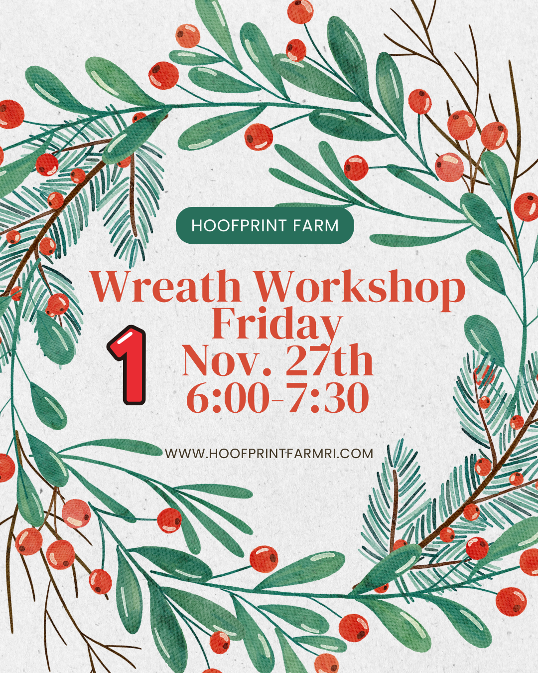 Wreath Workshop 1- Friday, November 27th, 2026