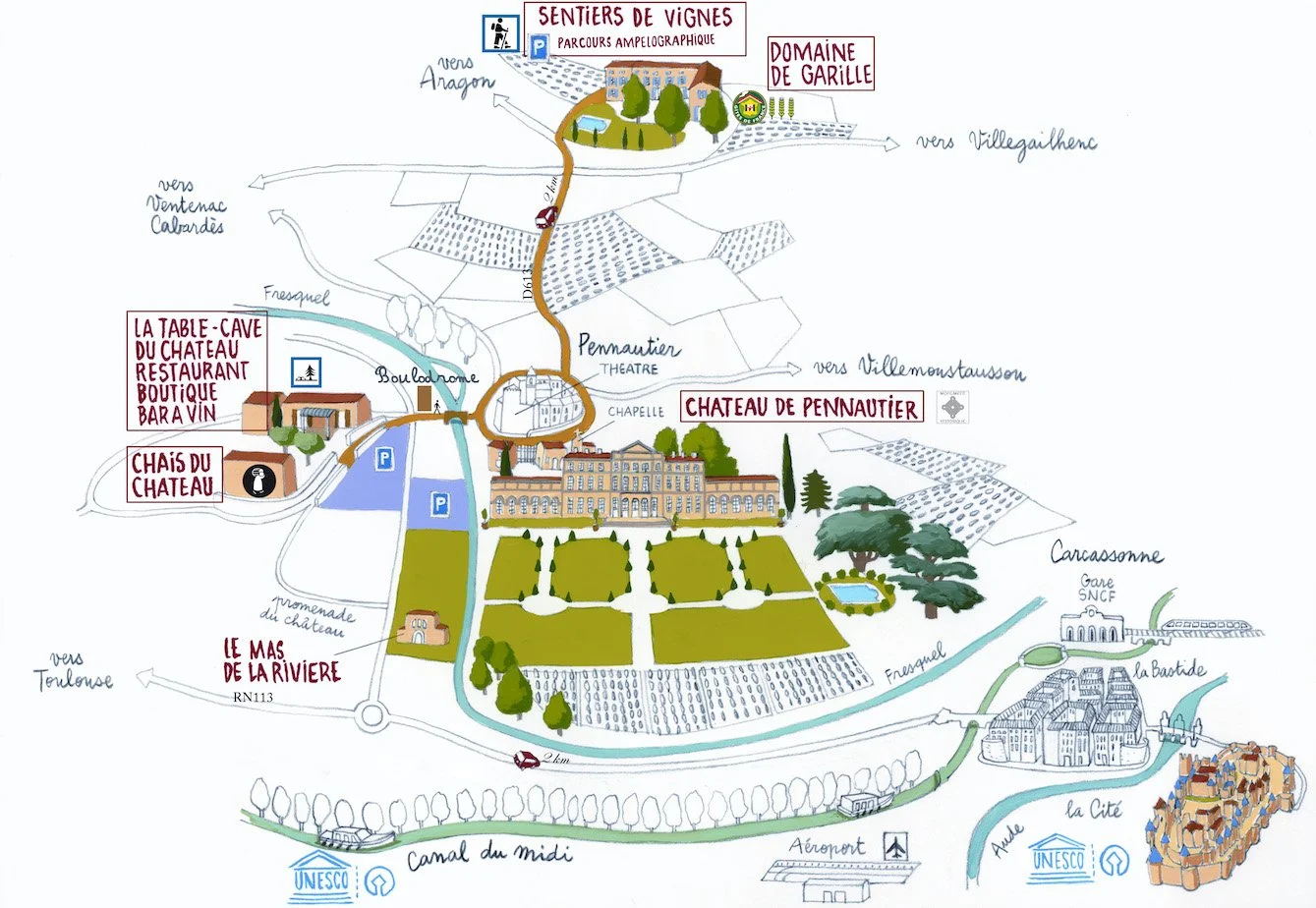 Map of Château de Pennautier Cabardès - Lorgeril
