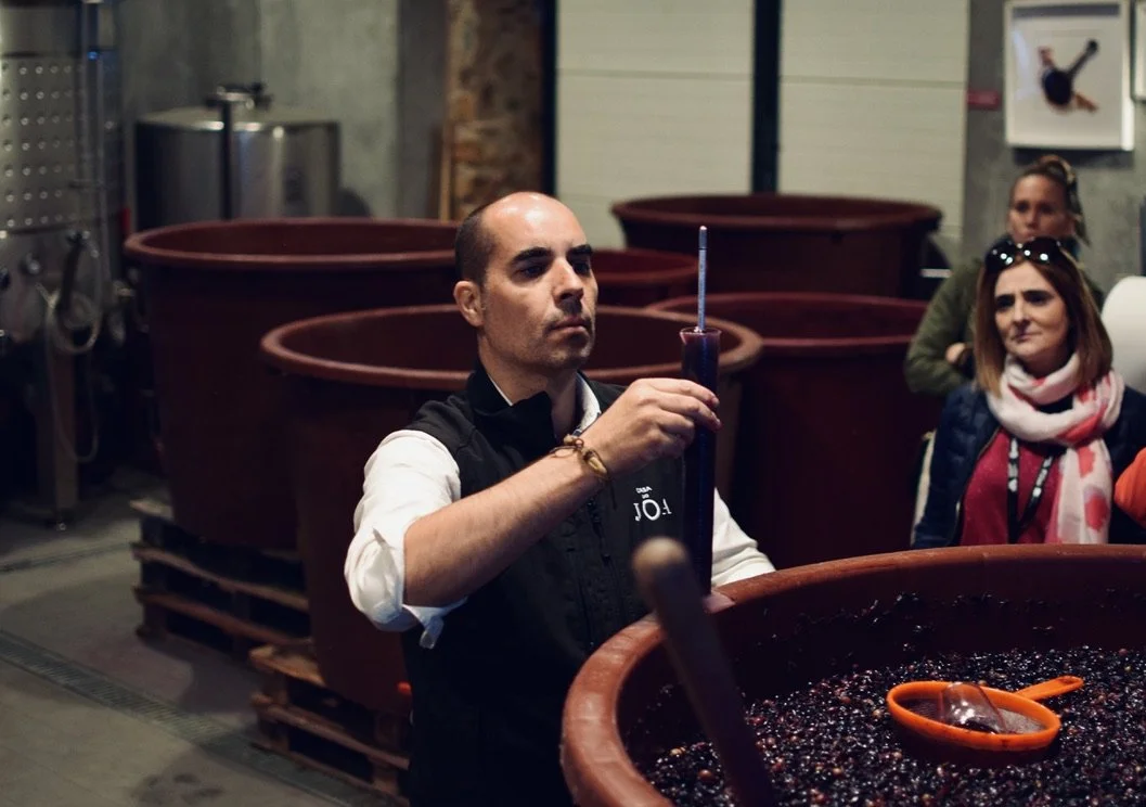 Jorge testing the grape juice