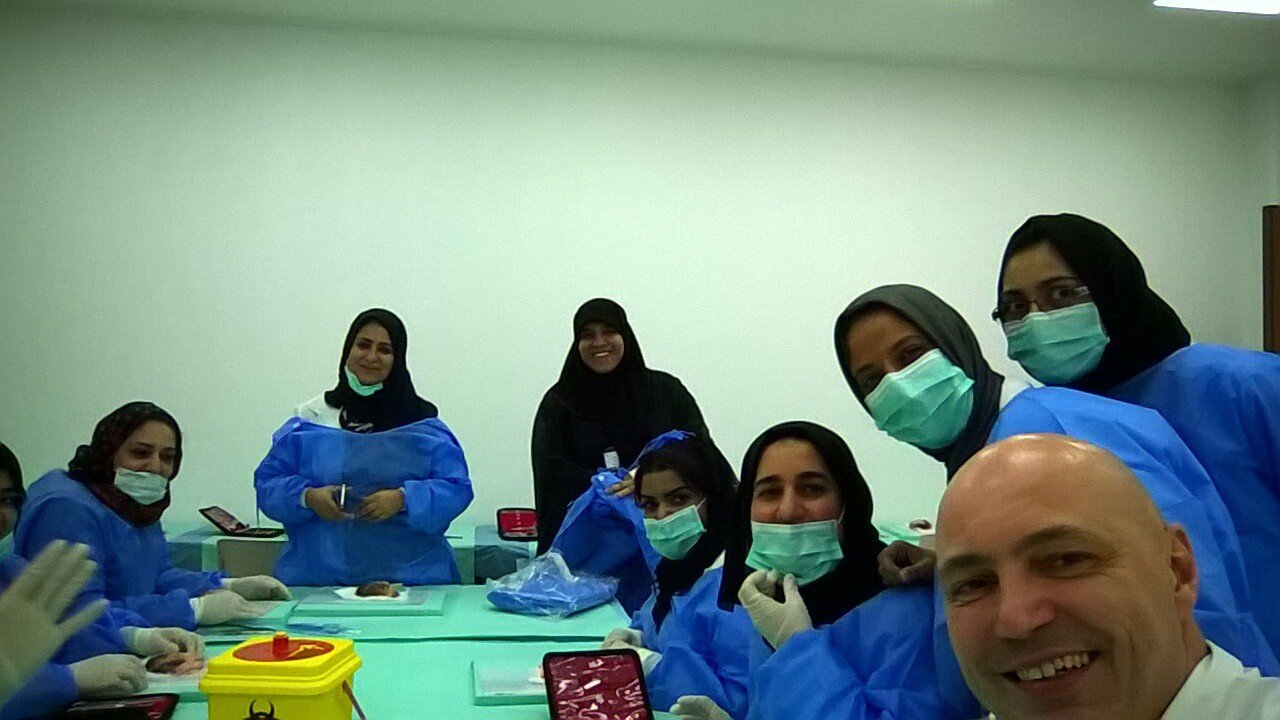2016 - PEERS workshop in Bahrain; training of midwifery surgery on animal models