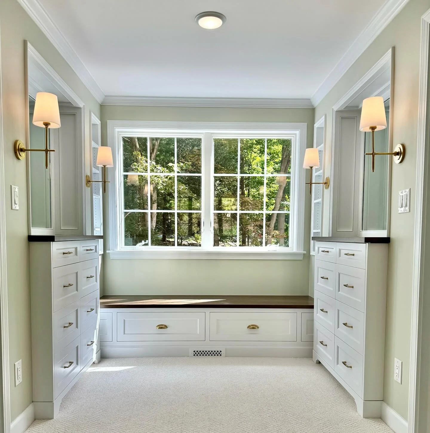 Finished dressing room! Custom stain cherry countertops and integrated HVAC vent. 
#custom #customcabinetry #cabinets #dressingroom #homerenovation #pittsburghdesign #pittsburghhomes #pittsburghcabinetry