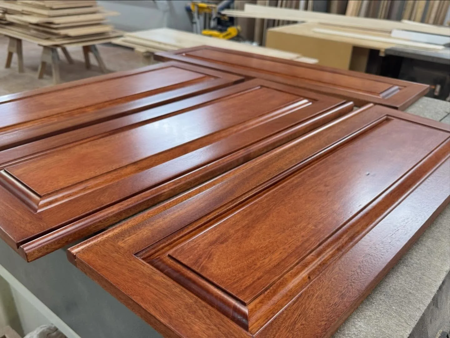 Custom-crafted mahogany cabinet fronts, carefully stained to match the existing pieces. These doors will bring seamless continuity to a master closet renovation.

#custom #customcabinetry #cabinetry #cabinetdoors #mahogany #woodshop #woodworker #mast