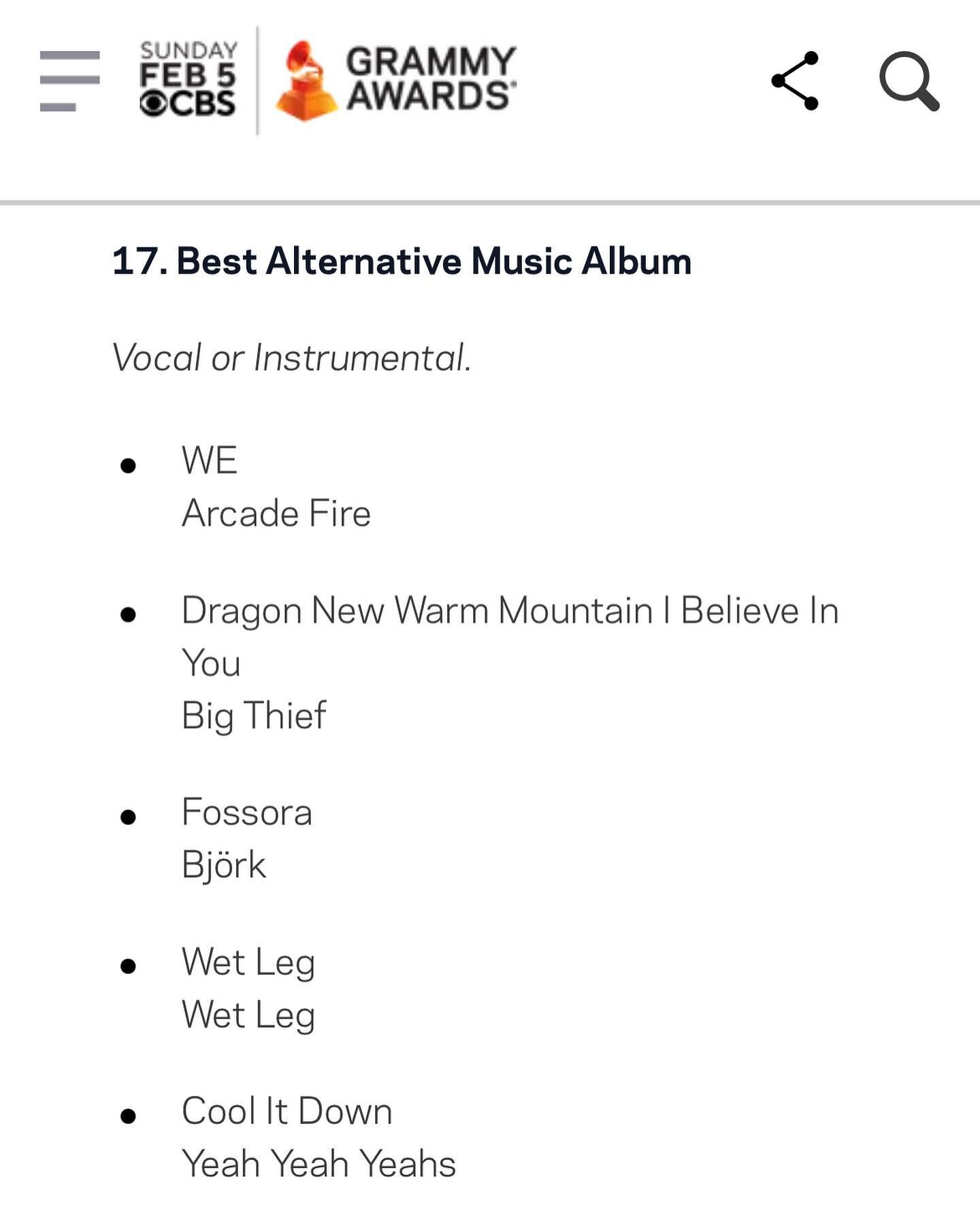 We are very pleased to see &ldquo;We&rdquo;, the fabulous album from Arcade Fire, nominated from Best Alternative album at this years Grammy awards. 

The album was mixed by our studio neighbour @craigsilveymusic , with the Atmos mixes done right her