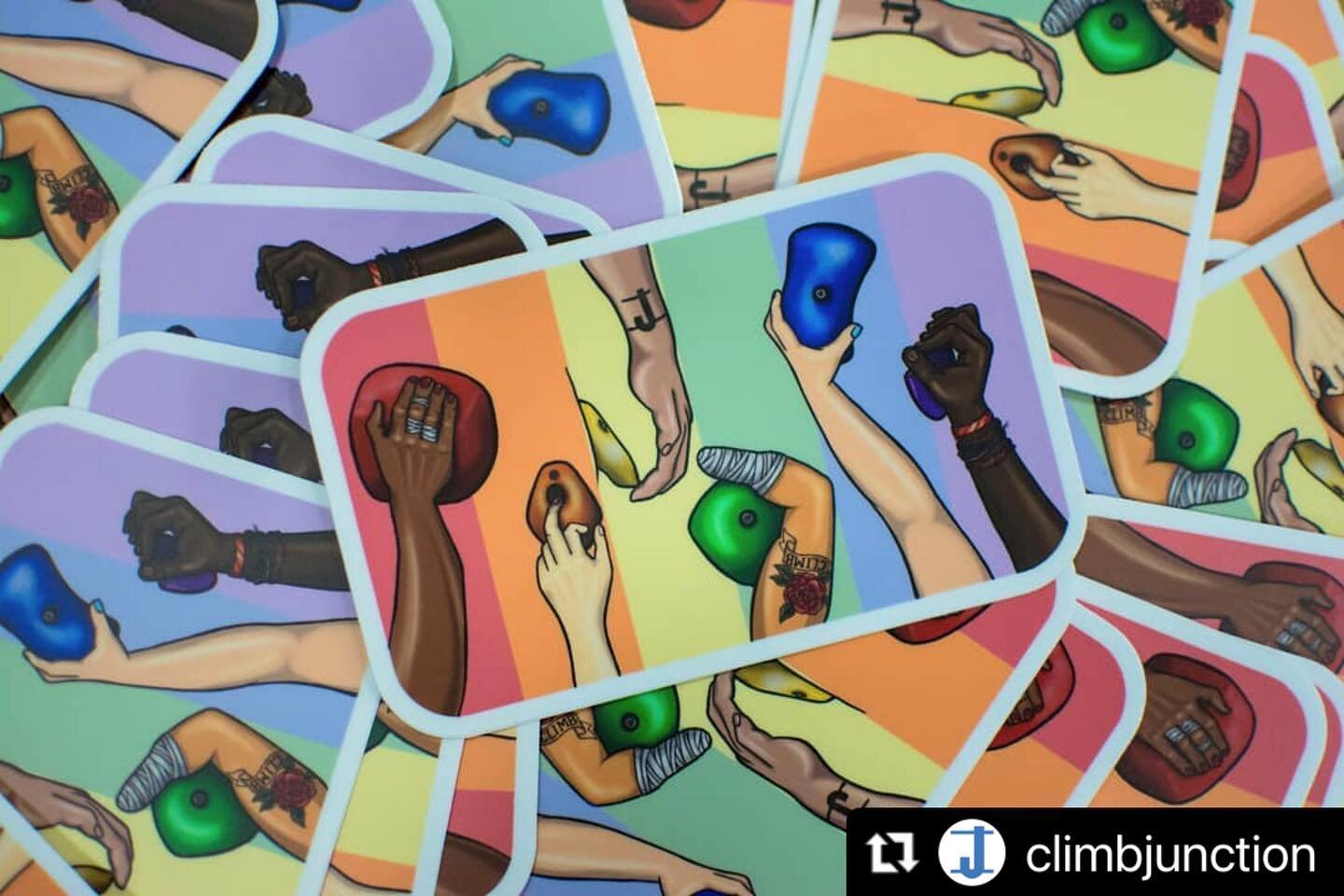 Check out these amazing stickers by @michyllica ! 

#Repost @climbjunction 
・・・
Today we are so excited to be ringing in June with our new Diversity and Inclusivity Committee's sticker designed by the very talented Michelle Ang @michyllica! This stic