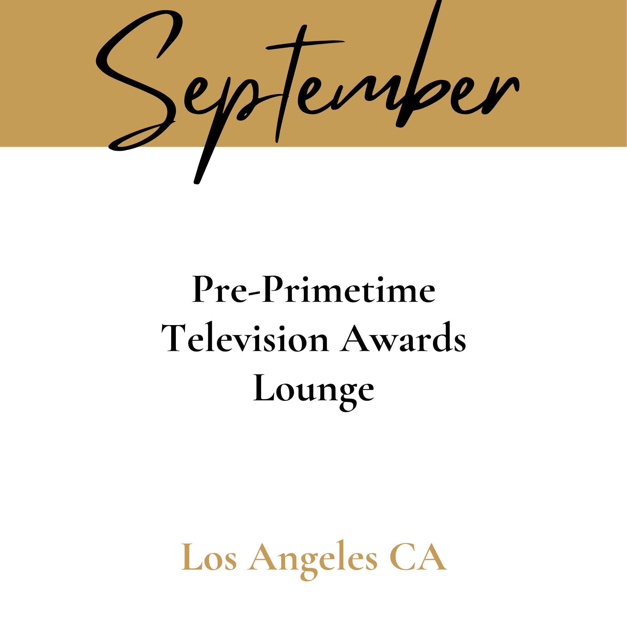 Event logo with a brown background and black script text reading 'September' and gold serif text reading 'Los Angeles CA' at the bottom.
