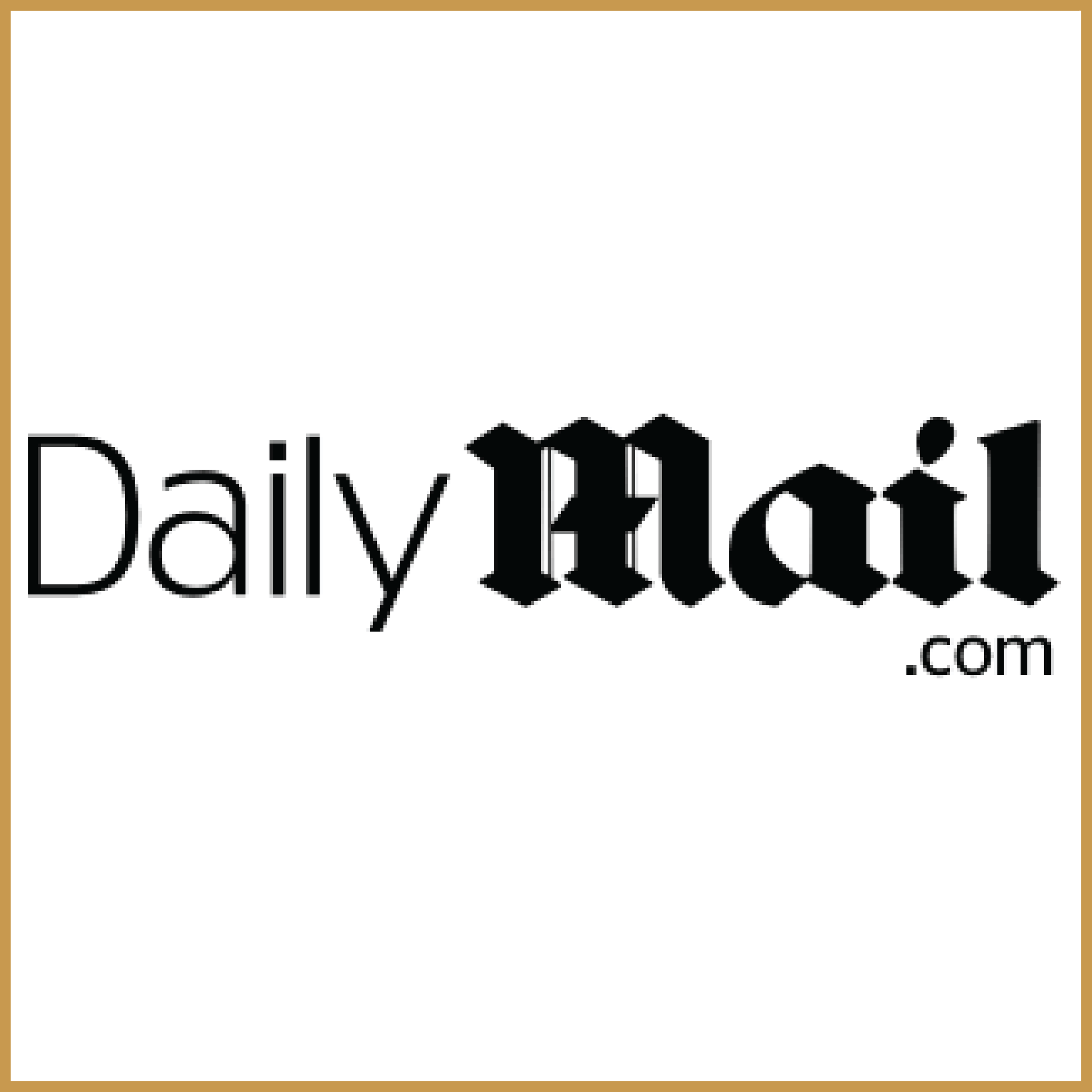Daily Mail .com logo in black text on a white background, framed by a gold border.