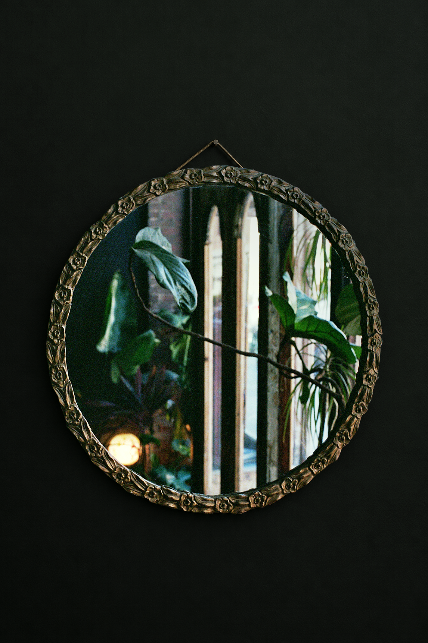 Brass Floral Mirror