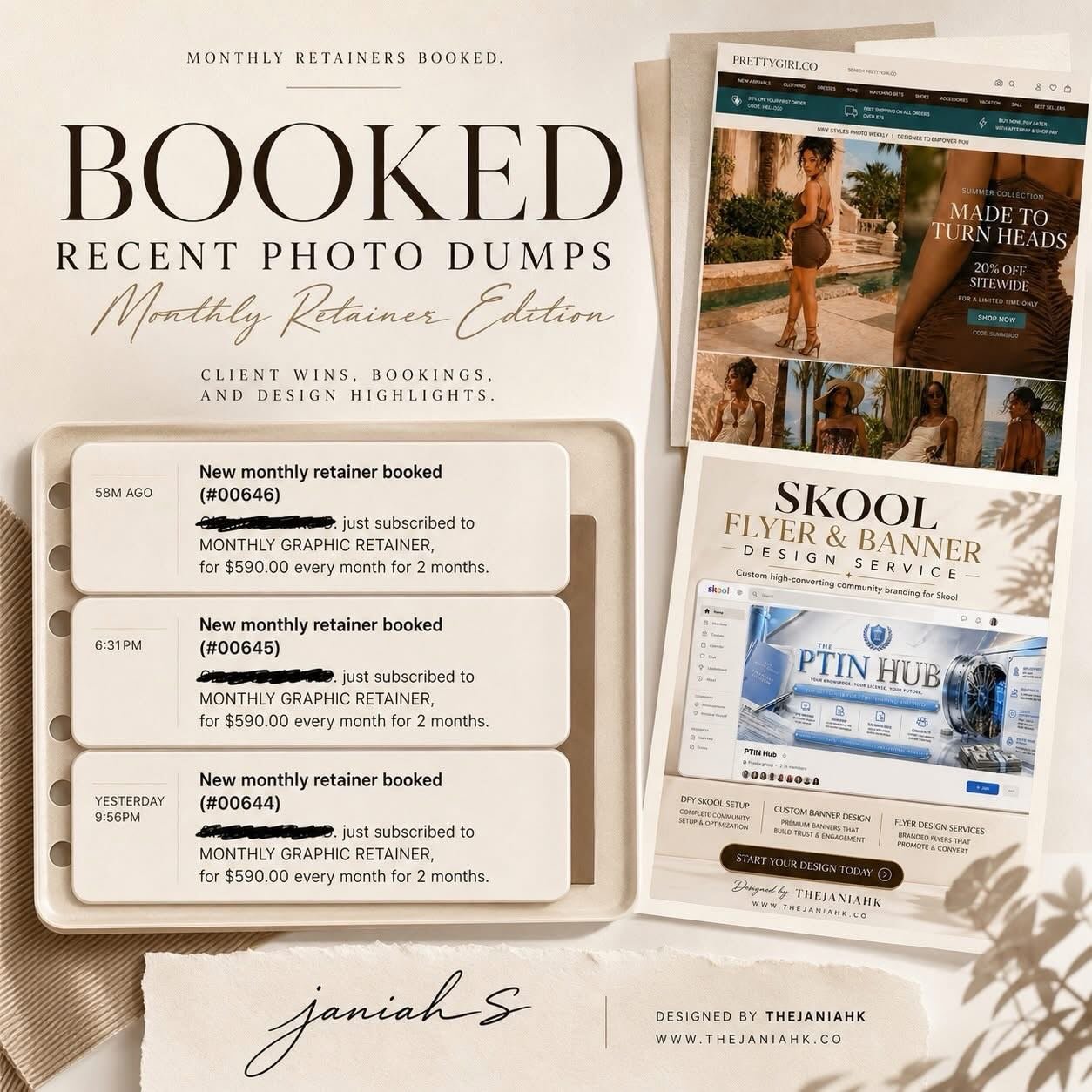 Booked out and grateful.

My Monthly Graphic Retainer / Unlimited Graphic Design Package is officially full. Thank you to every client trusting me with their brand&rsquo;s creative direction. More spots coming soon.