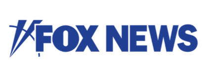 Fox News logo in blue with a lightning bolt through the fox head