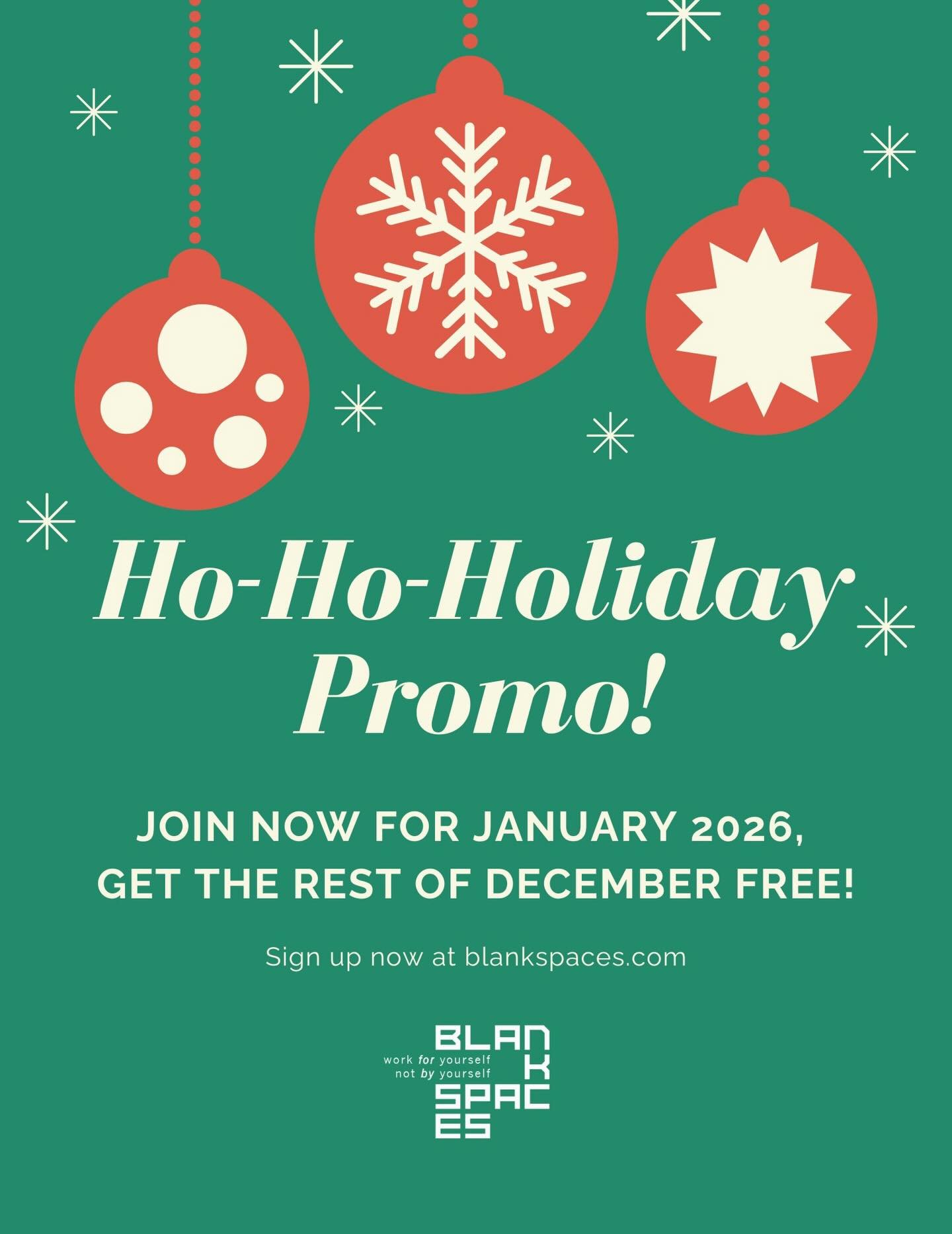 🎁A gift has arrived early for the holidays! 🥳BLANKSPACES is now offering a December promo you&rsquo;ll want to unwrap: ✨Join now for January &lsquo;26 and receive the rest of December FREE! ✨Find us online or sign up at the link in bio. Terms &amp;