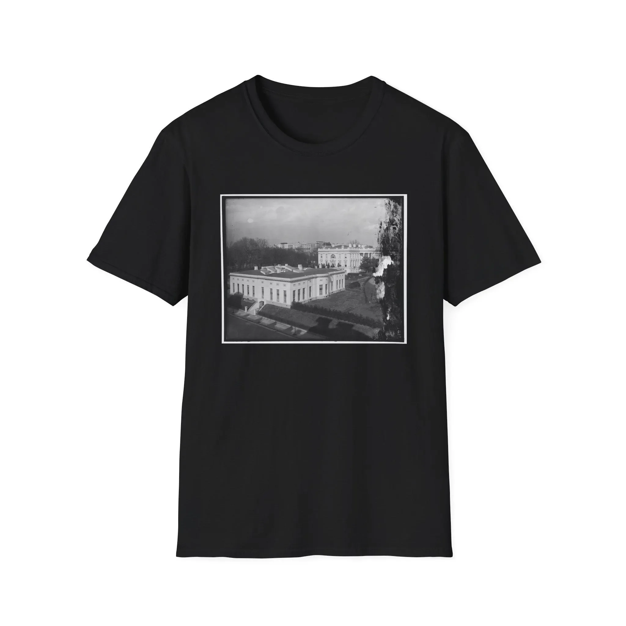 The White House, vintage photo tee black white shirt retro city shirt casual vintage tee architecture tee minimalist photo tee heritage museum tee monochrome shirt everyday casual tee white house glass negative 1900s early america